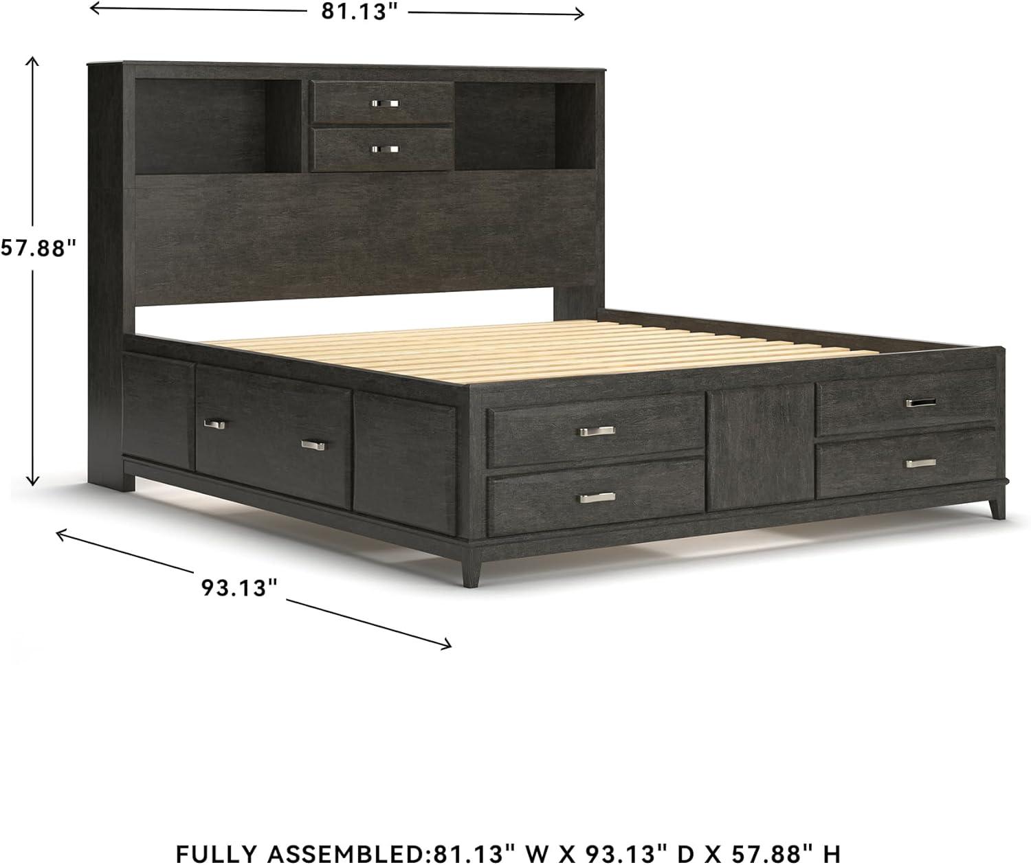 imageSignature Design by Ashley Caitbrook Contemporary King Storage Platform Bed with 8 Drawers and 2 Cubbies Foundation or Box Spring Not Needed GrayGrey