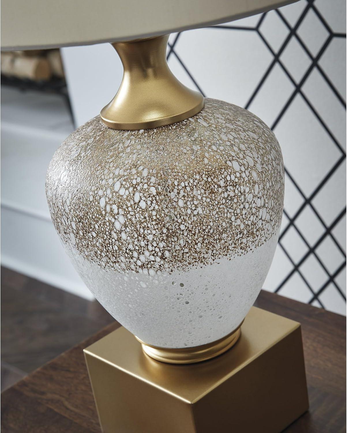 imageSignature Design by Ashley Carlenbury Retro Metal Table Lamp with 3Way Switch Dark BrownBrownWhiteGold