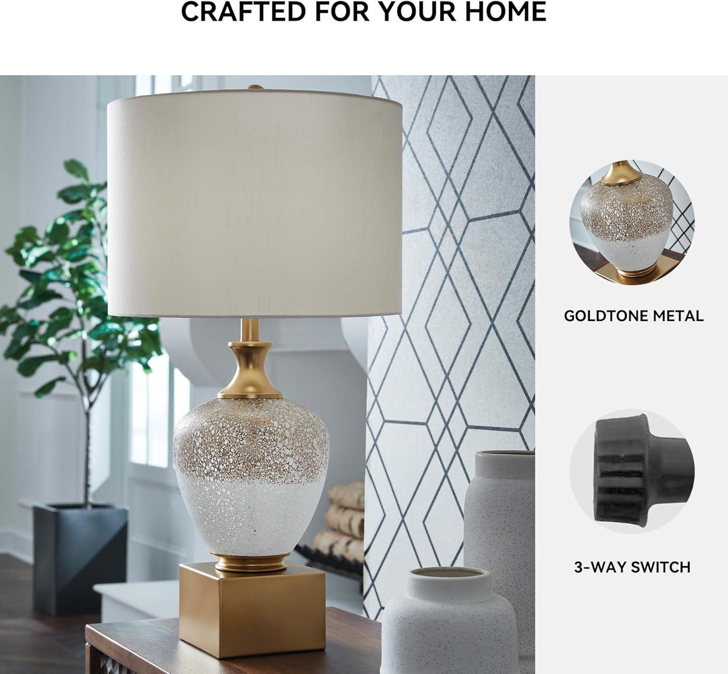 imageSignature Design by Ashley Carlenbury Retro Metal Table Lamp with 3Way Switch Dark BrownBrownWhiteGold