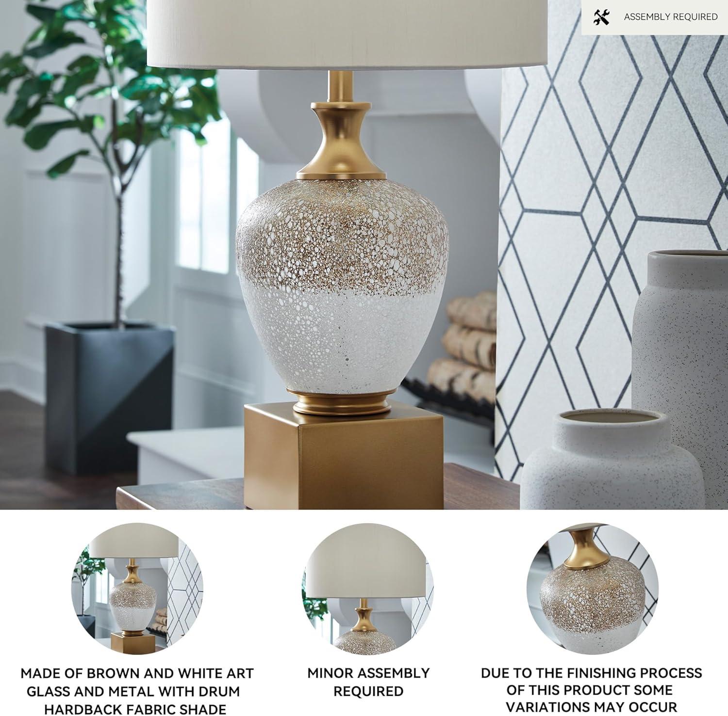 imageSignature Design by Ashley Carlenbury Retro Metal Table Lamp with 3Way Switch Dark BrownBrownWhiteGold