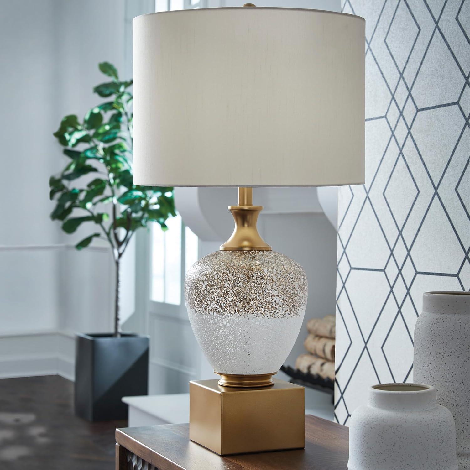 imageSignature Design by Ashley Carlenbury Retro Metal Table Lamp with 3Way Switch Dark BrownBrownWhiteGold