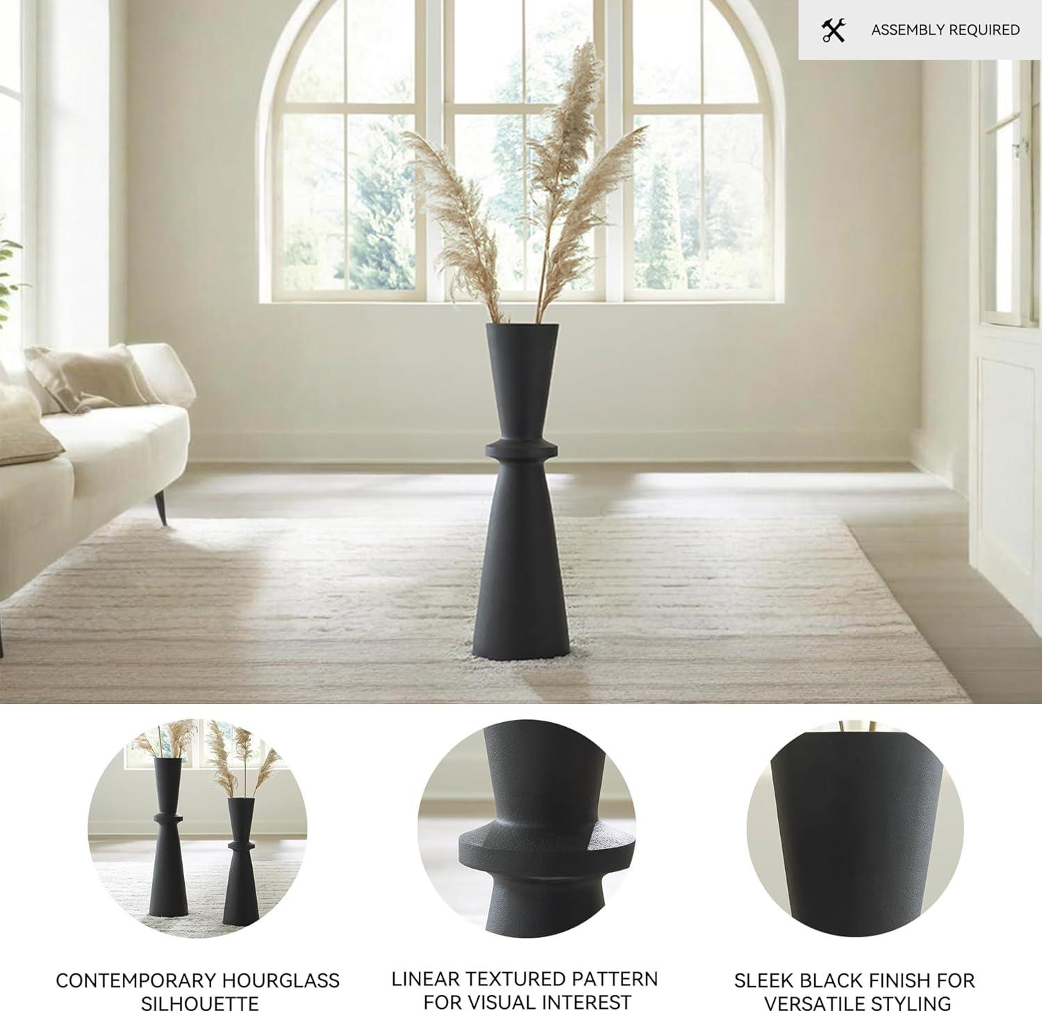 imageSignature Design by Ashley Collisten Modern Indoor 30quot Textured Polyresin Freestanding Vase Black30