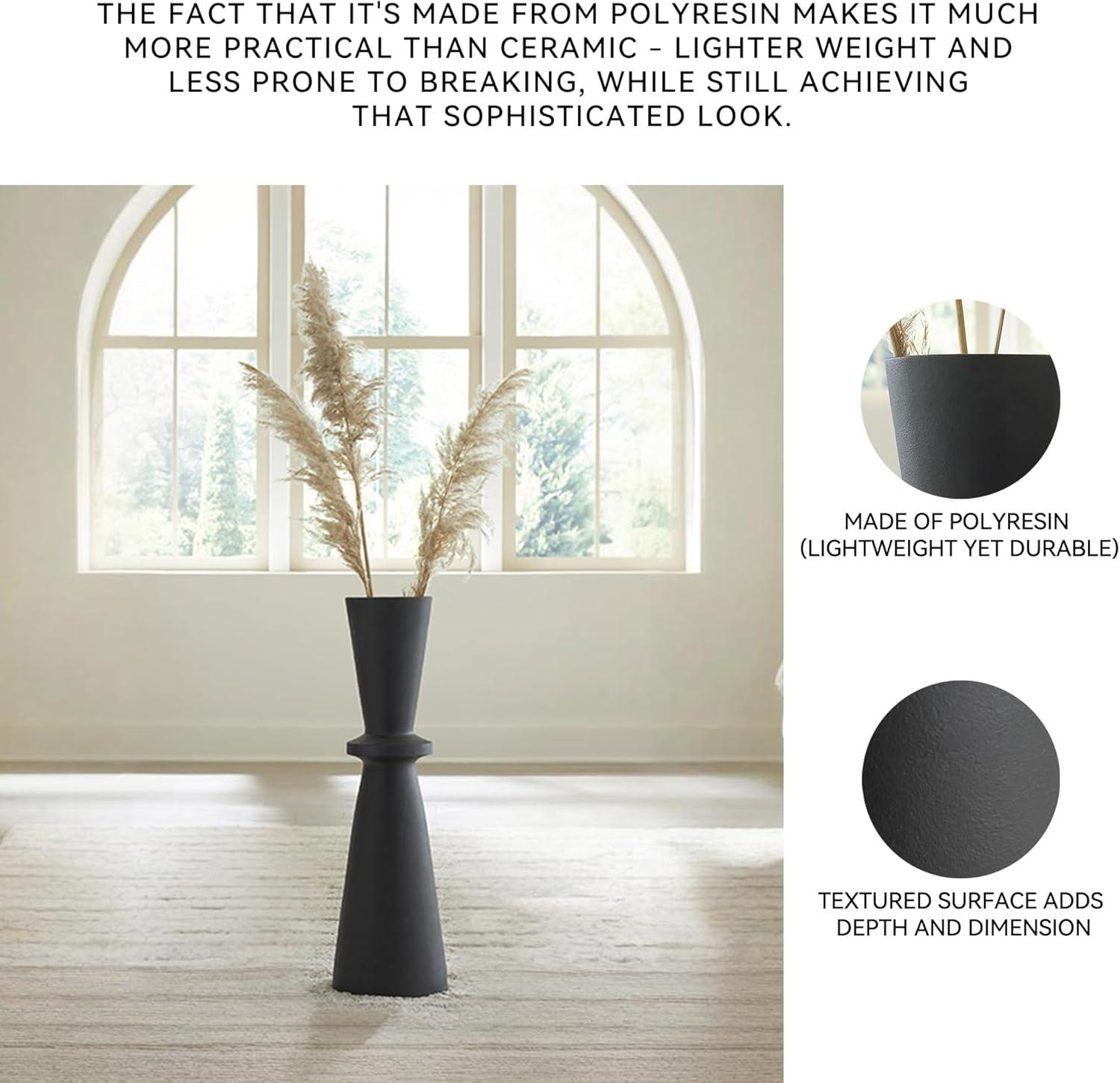 imageSignature Design by Ashley Collisten Modern Indoor 30quot Textured Polyresin Freestanding Vase Black30