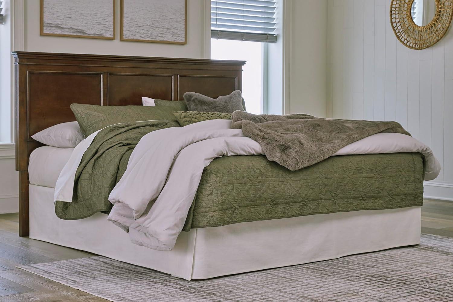 imageSignature Design by Ashley Danabrin Traditional Queen Panel Bed with Tapered Feet Foundation or Box Spring Needed Dark BrownDark Brown