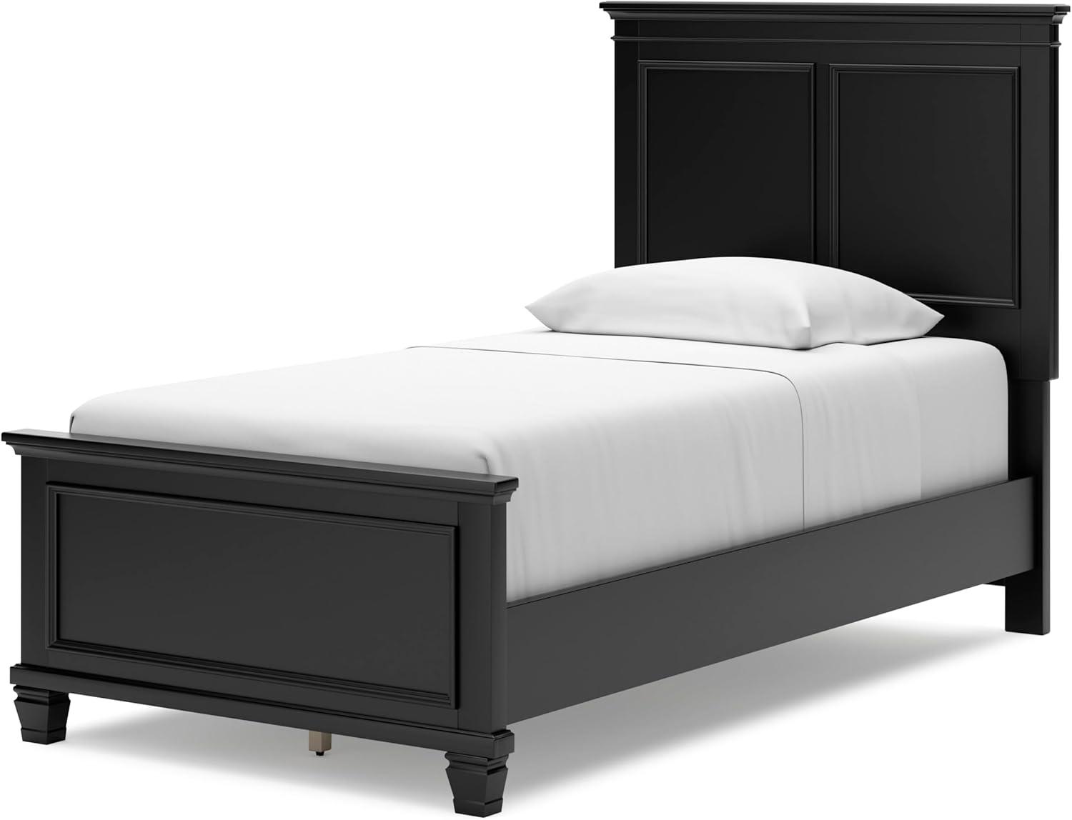 imageSignature Design by Ashley Danabrin Traditional Queen Panel Bed with Tapered Feet Foundation or Box Spring Needed Dark BrownJet Black