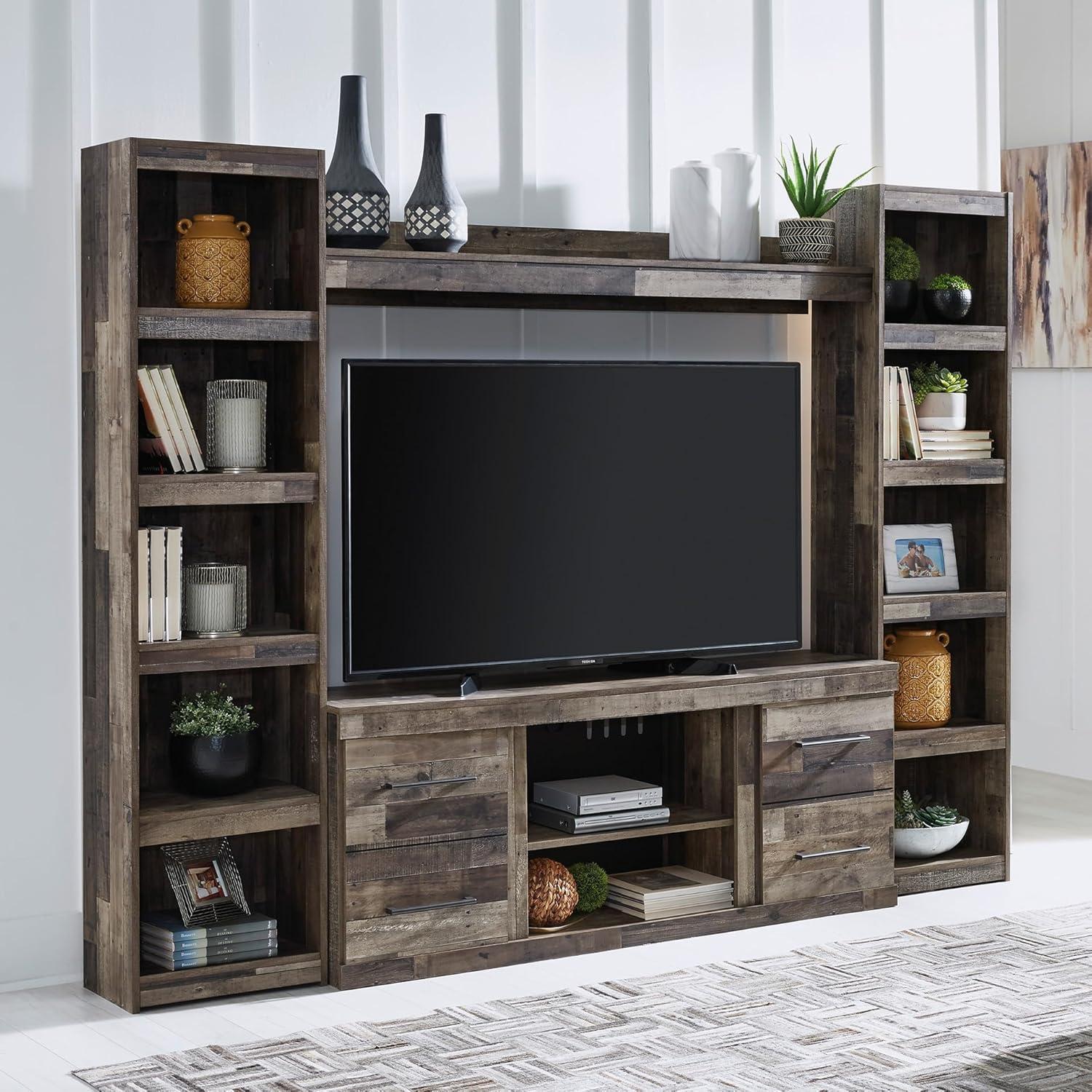 imageSignature Design by Ashley Derekson Farmhouse 4Piece Entertainment Center for TVs up to 69quot GrayMulti Gray