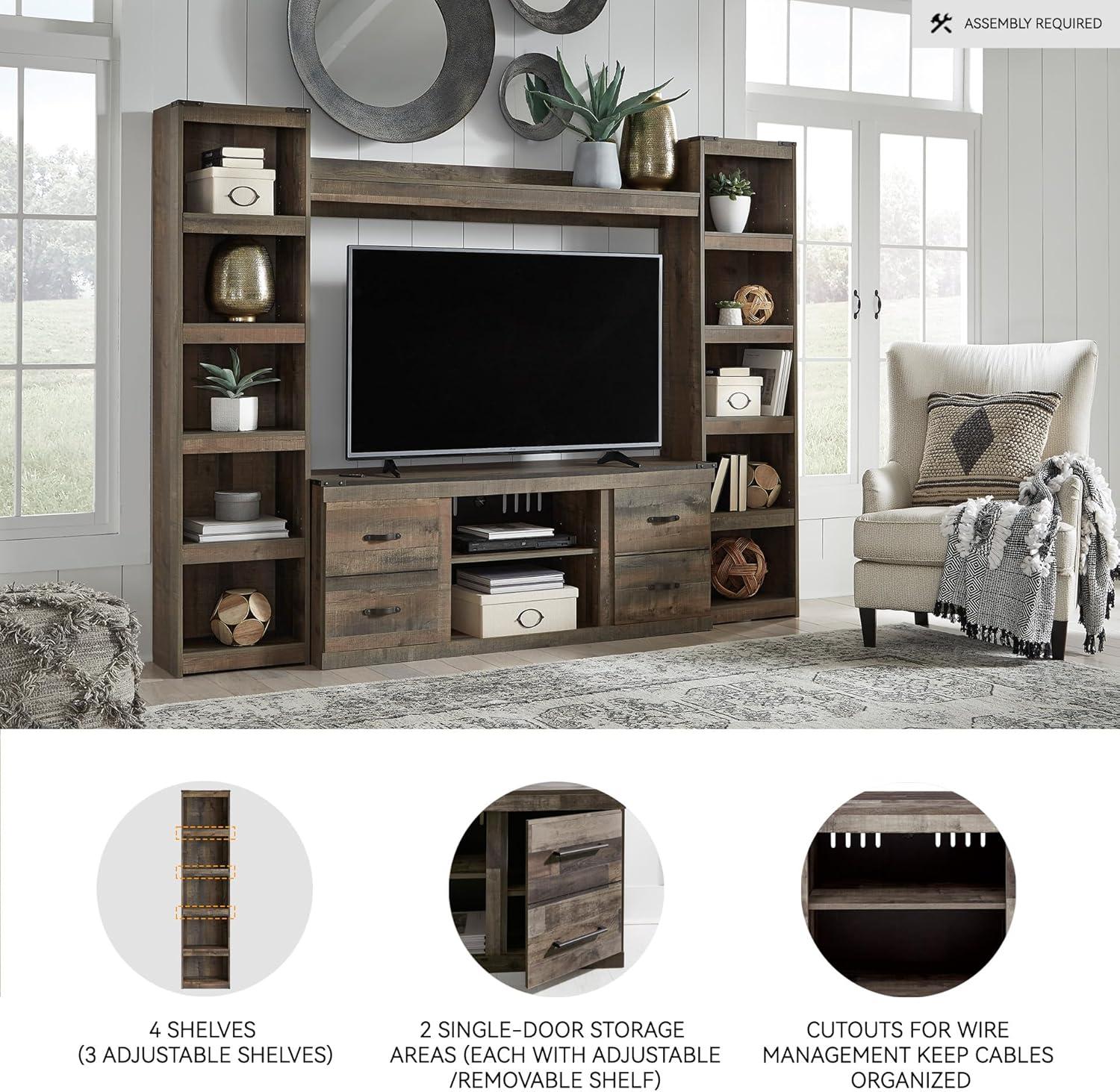 imageSignature Design by Ashley Derekson Farmhouse 4Piece Entertainment Center for TVs up to 69quot GrayMulti Gray