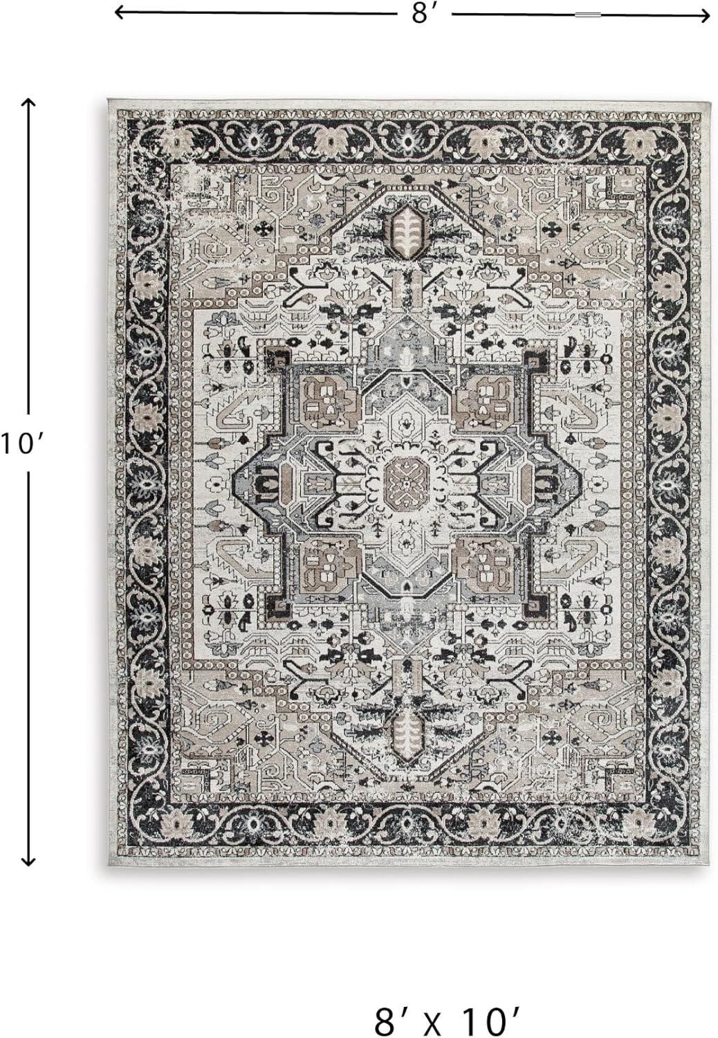 imageSignature Design by Ashley Farrendale MidCentury Modern Indoor Geometric Washable 8 x 10 Area Rug Blue ampamp RedBlackCream