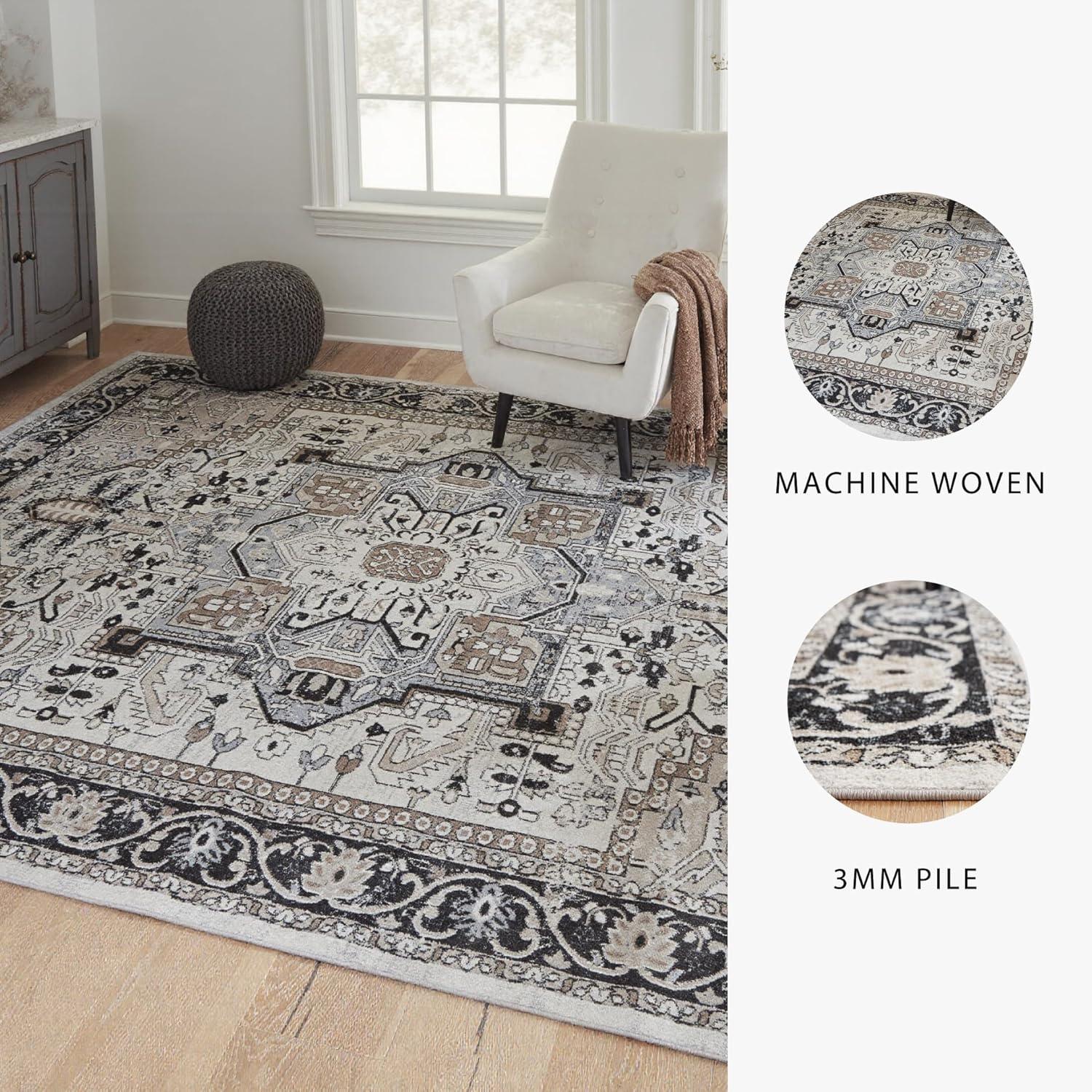 imageSignature Design by Ashley Farrendale MidCentury Modern Indoor Geometric Washable 8 x 10 Area Rug Blue ampamp RedBlackCream