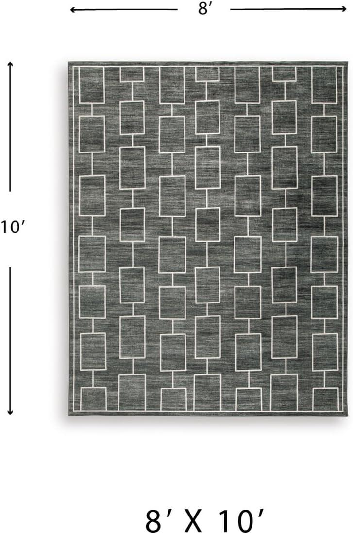 imageSignature Design by Ashley Farrendale MidCentury Modern Indoor Geometric Washable 8 x 10 Area Rug Blue ampamp RedBlackGray