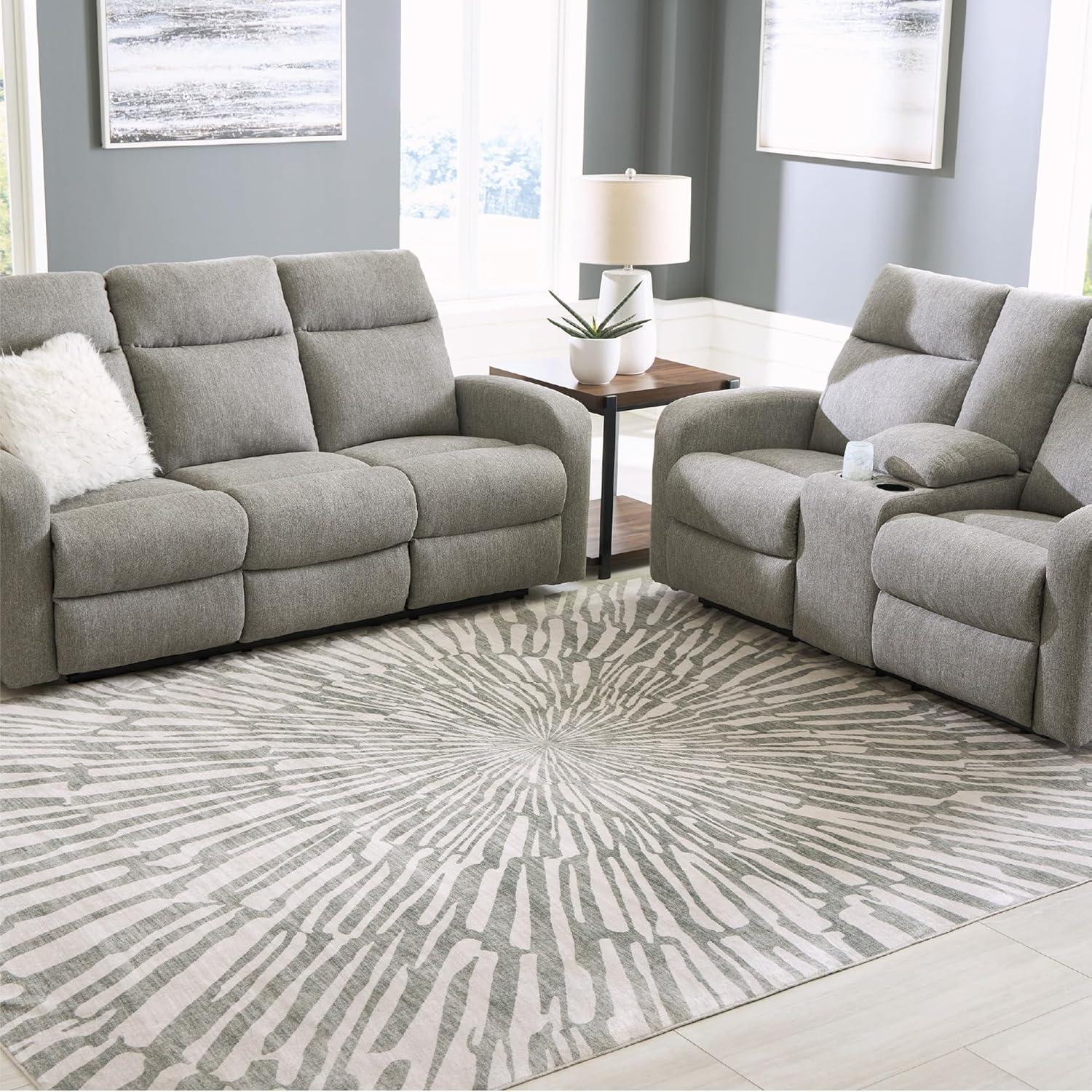 imageSignature Design by Ashley Farrendale MidCentury Modern Indoor Geometric Washable 8 x 10 Area Rug Blue ampamp RedGrayWhite