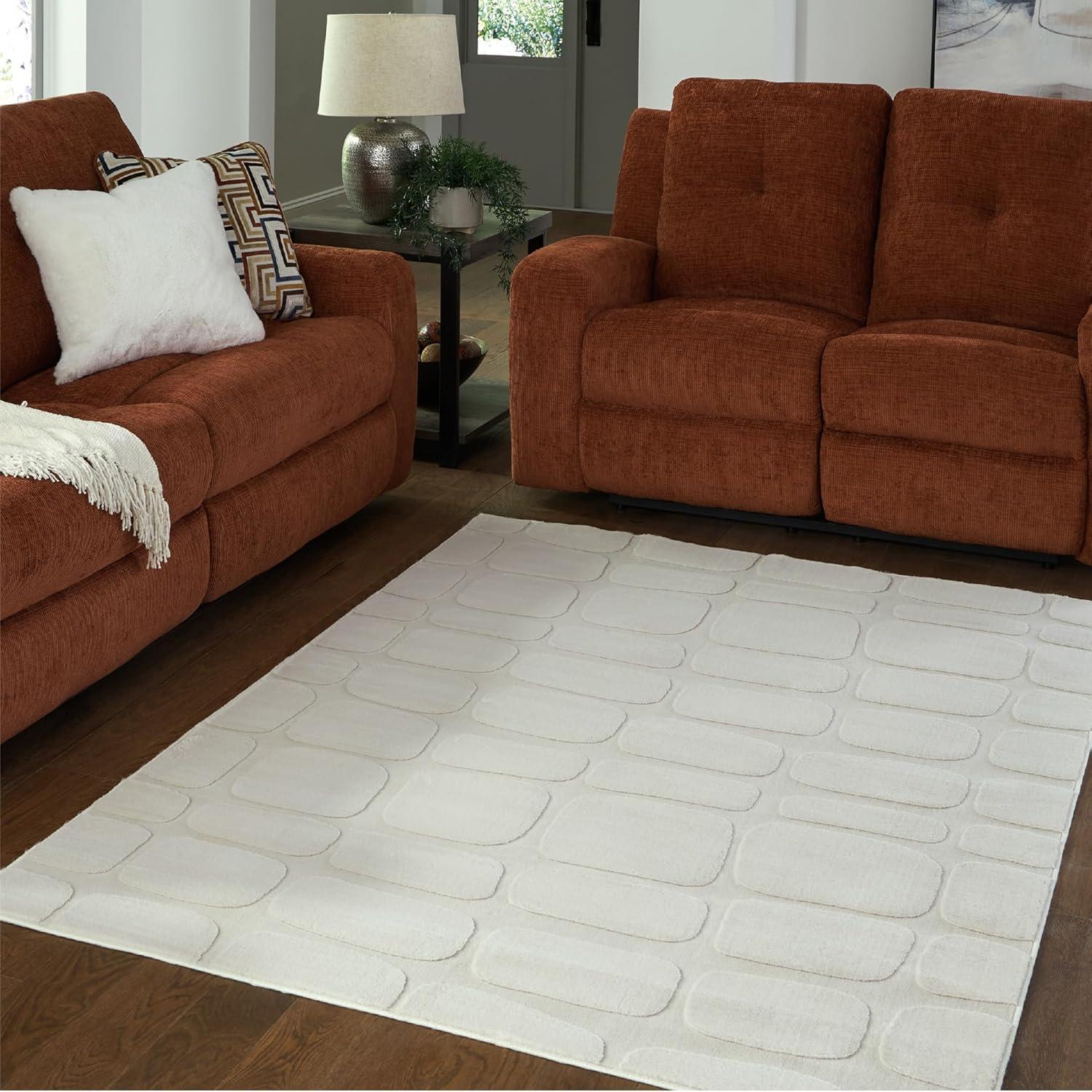 imageSignature Design by Ashley Farrendale MidCentury Modern Indoor Geometric Washable 8 x 10 Area Rug Blue ampamp RedSandstone