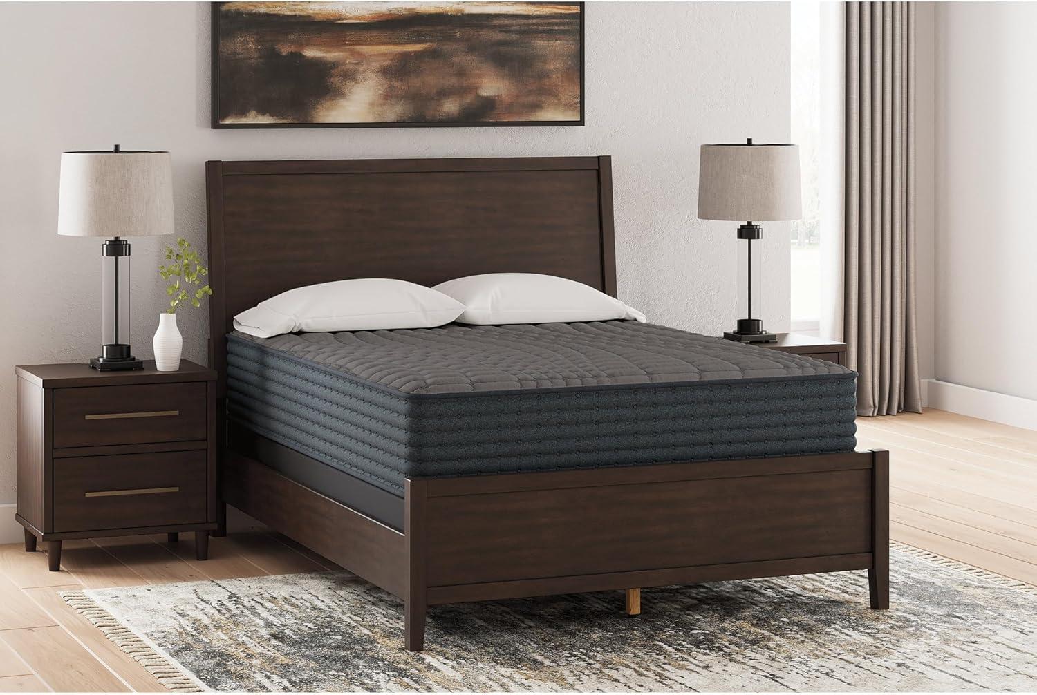 imageSignature Design by Ashley Gray 1200 Hybrid Firm 12 Inch CharcoalInfused Gel Memory Foam Mattress with Edge Support for Cool Sleep and Pressure Relief Queen Fiberglass Free Mattress in A BoxQueen