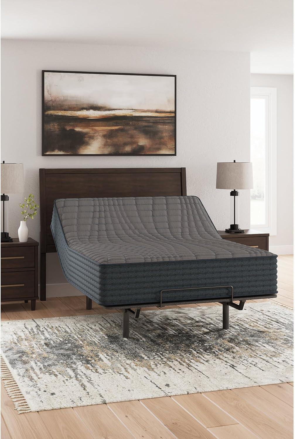 imageSignature Design by Ashley Gray 1200 Hybrid Firm 12 Inch CharcoalInfused Gel Memory Foam Mattress with Edge Support for Cool Sleep and Pressure Relief Queen Fiberglass Free Mattress in A BoxQueen