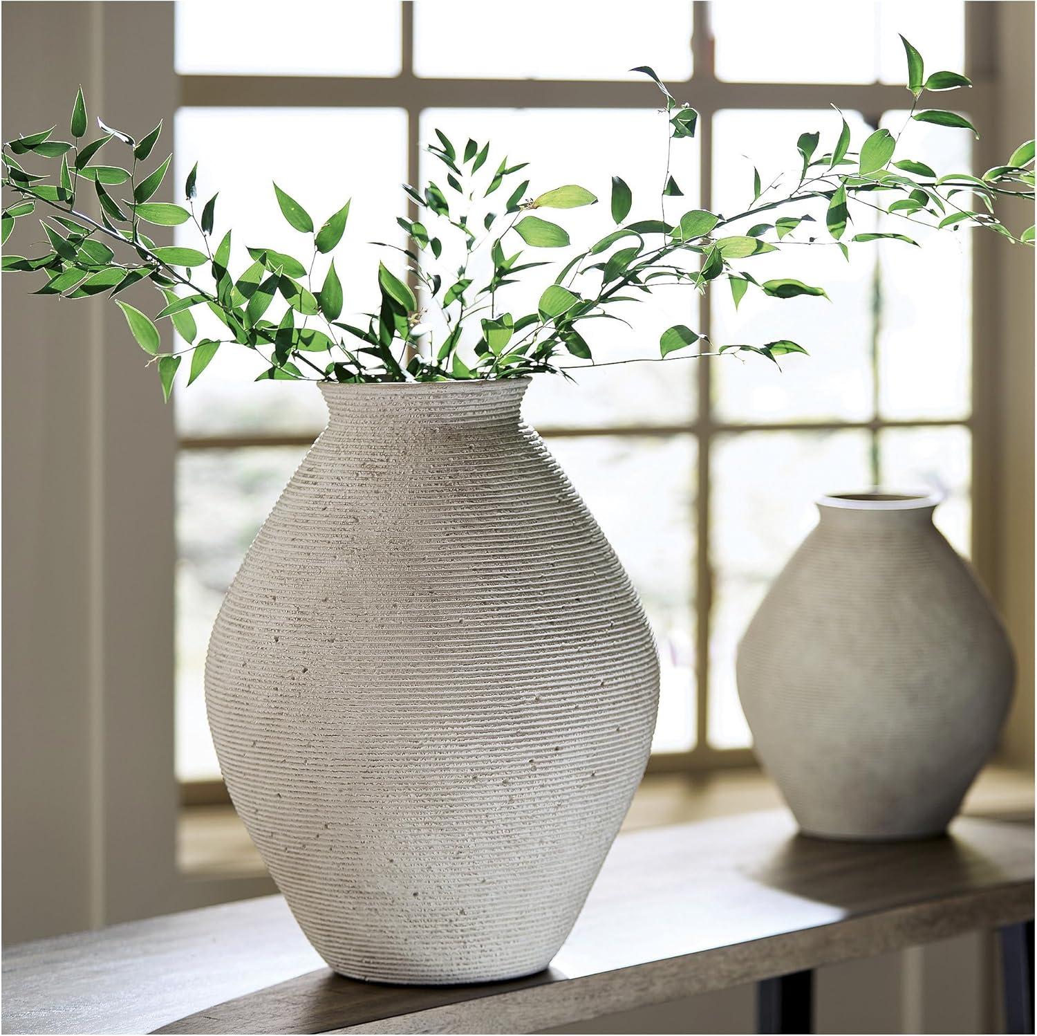 imageSignature Design by Ashley Hannela 12quot Modern Distressed Polyresin Vase Antique BrownTan