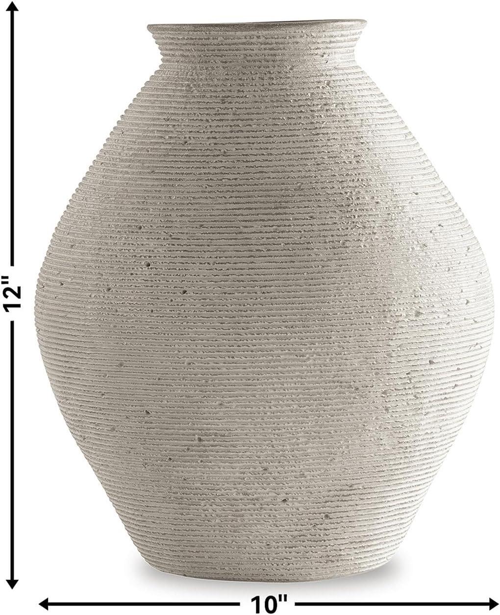 imageSignature Design by Ashley Hannela 12quot Modern Distressed Polyresin Vase Antique BrownTan