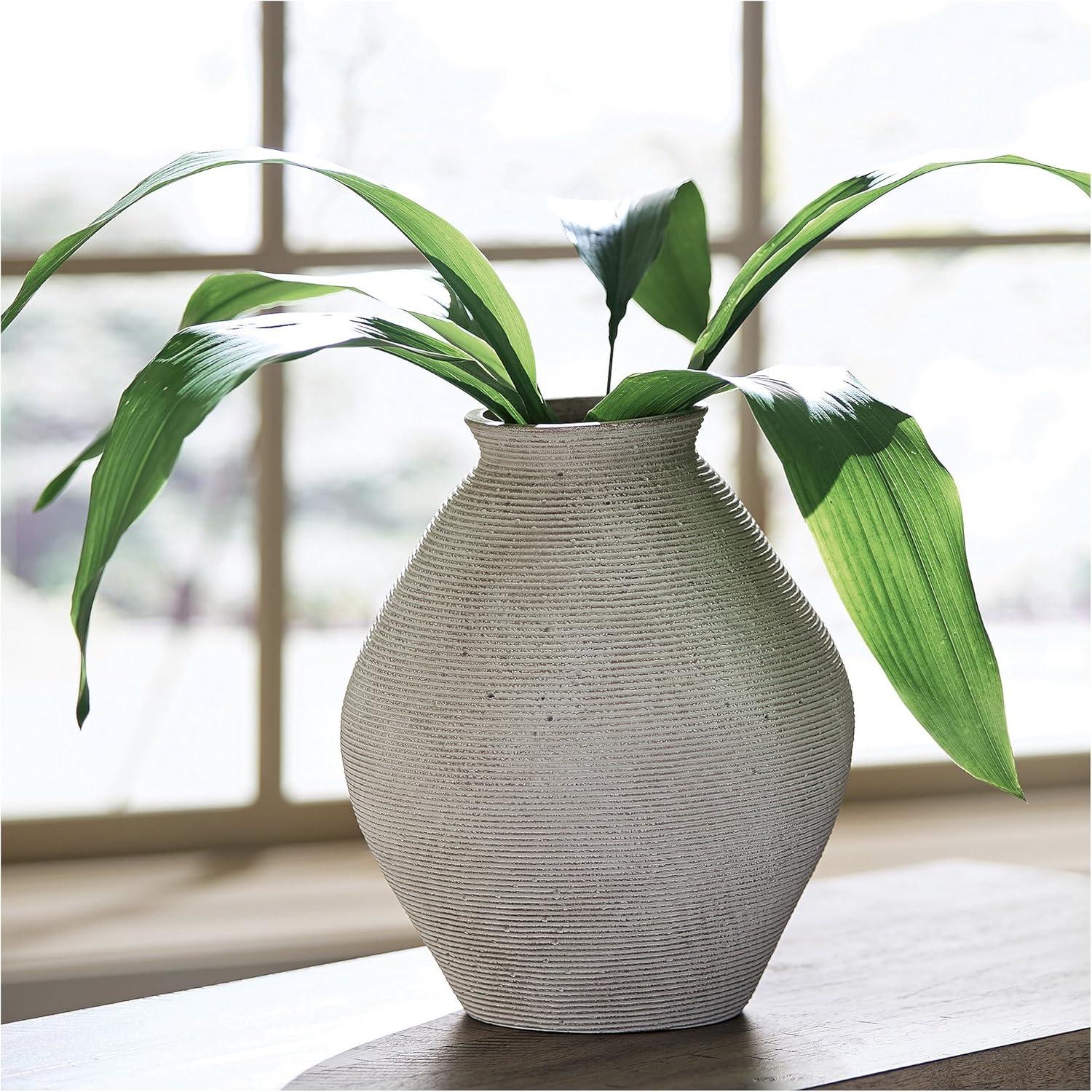 imageSignature Design by Ashley Hannela 12quot Modern Distressed Polyresin Vase Antique BrownTan