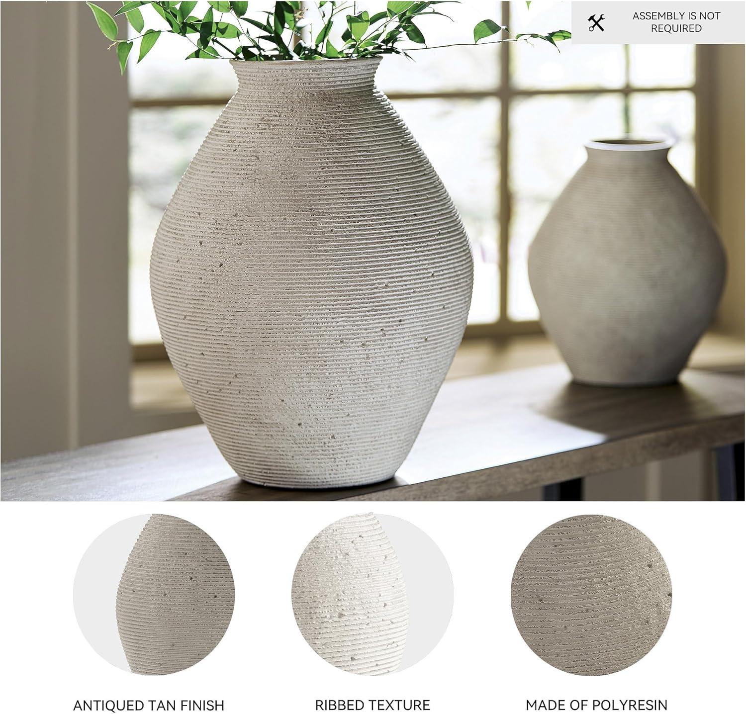 imageSignature Design by Ashley Hannela 12quot Modern Distressed Polyresin Vase Antique BrownTan