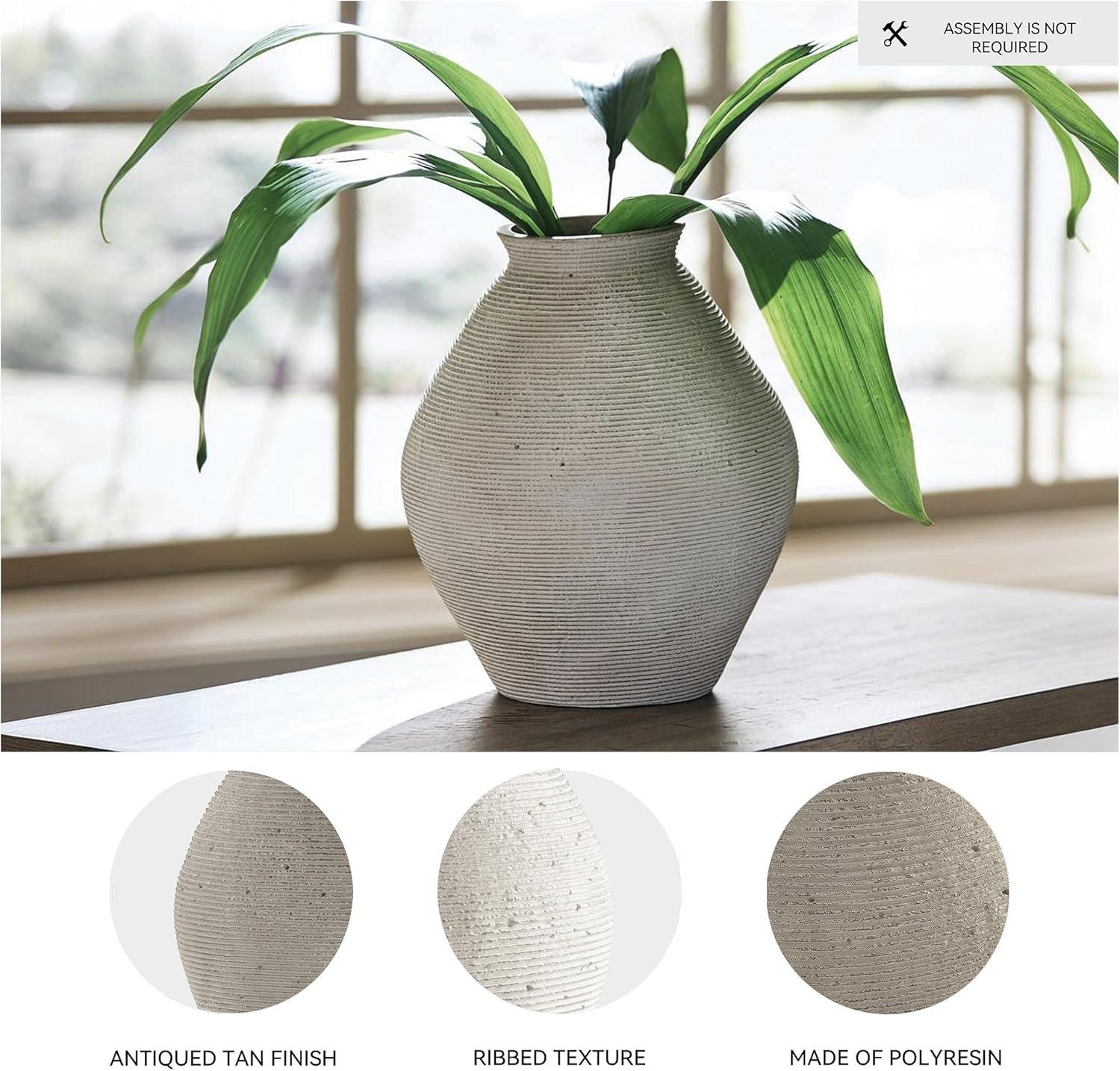 imageSignature Design by Ashley Hannela 12quot Modern Distressed Polyresin Vase Antique BrownTan