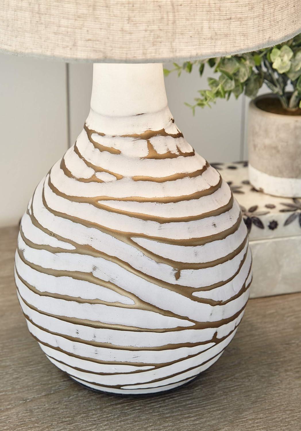 imageSignature Design by Ashley Mari Contemporary 2775quot Mercury Glass Table Lamp Gray ampamp GoldAleela