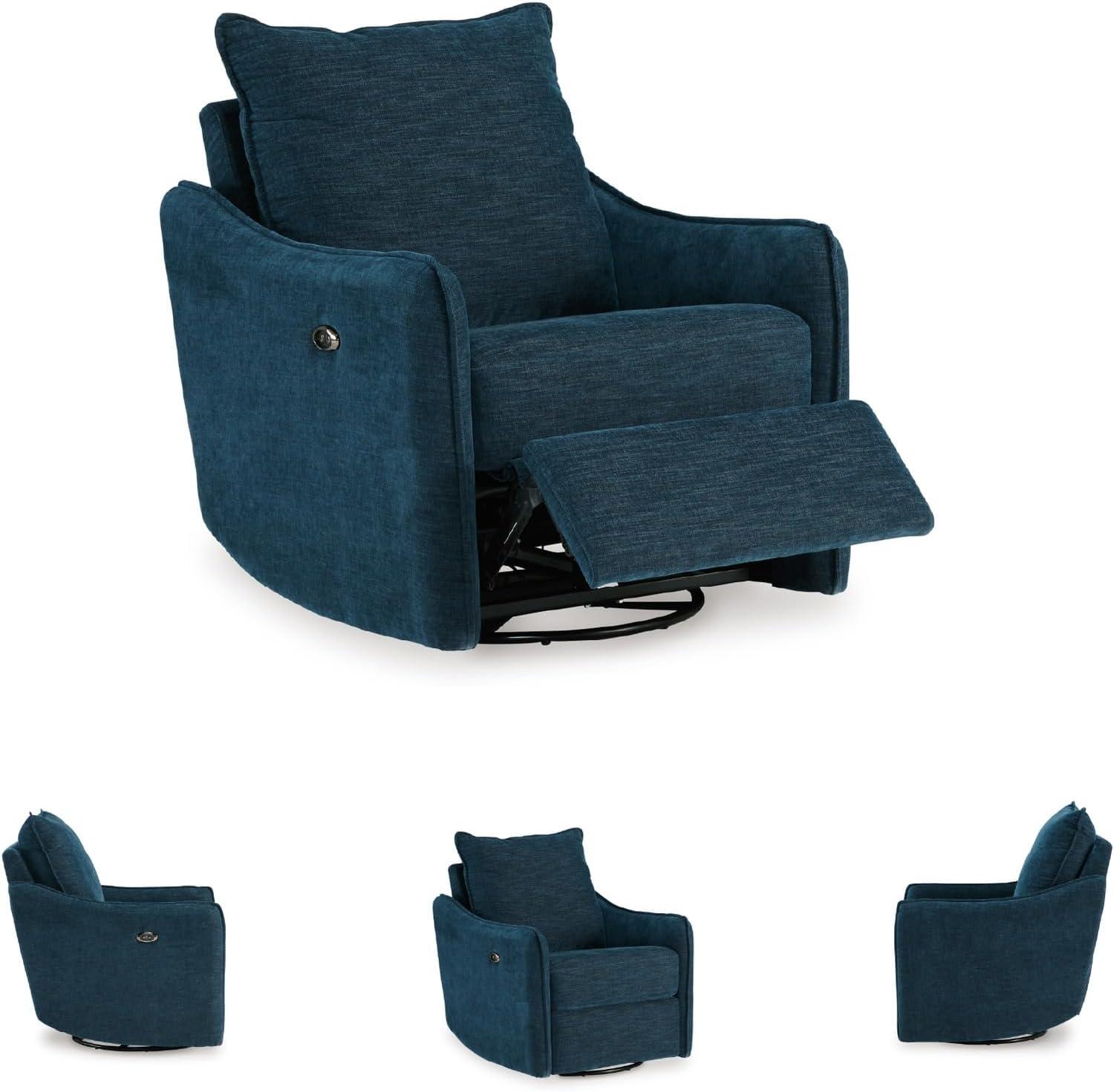 imageSignature Design by Ashley McBurg Contemporary Swivel Power Recliner with USB Ports Light GrayBlue