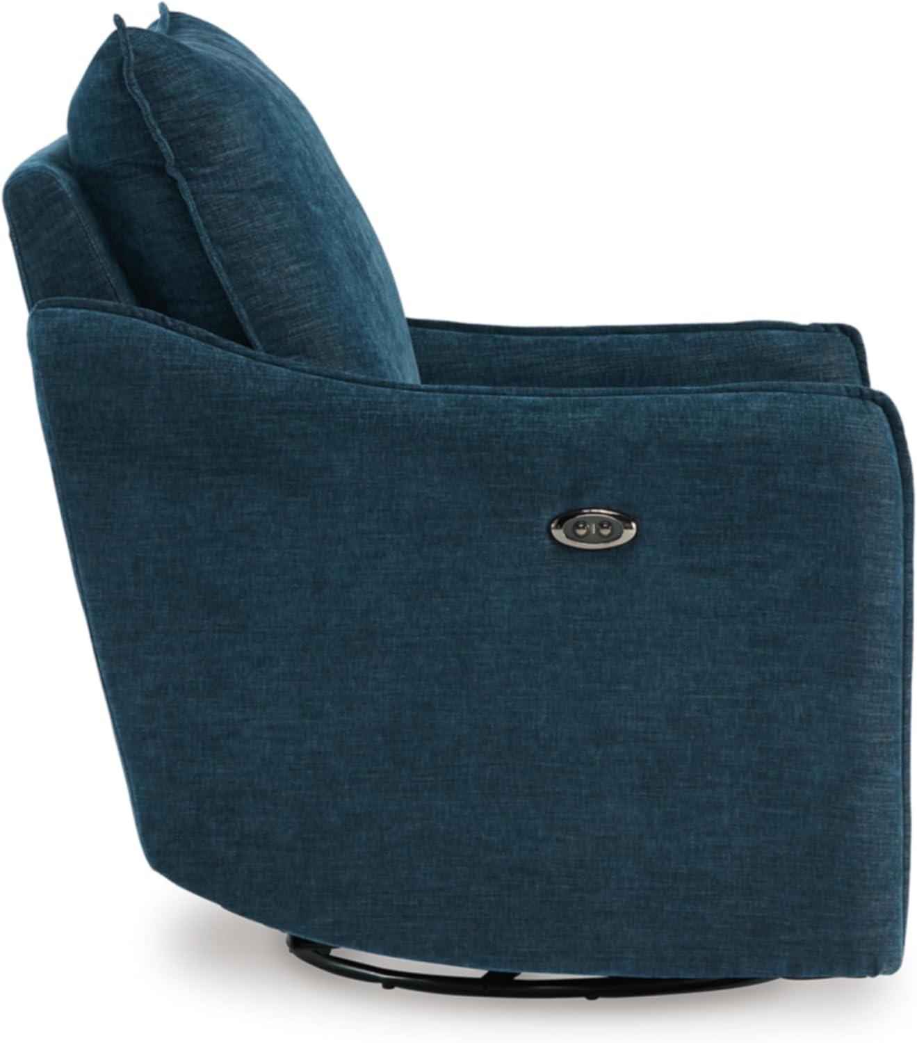imageSignature Design by Ashley McBurg Contemporary Swivel Power Recliner with USB Ports Light GrayBlue