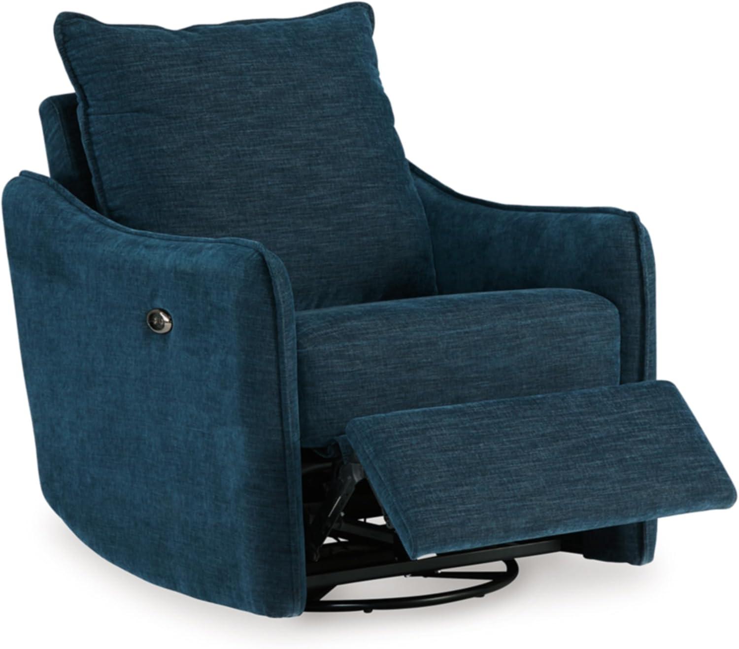 imageSignature Design by Ashley McBurg Contemporary Swivel Power Recliner with USB Ports Light GrayBlue