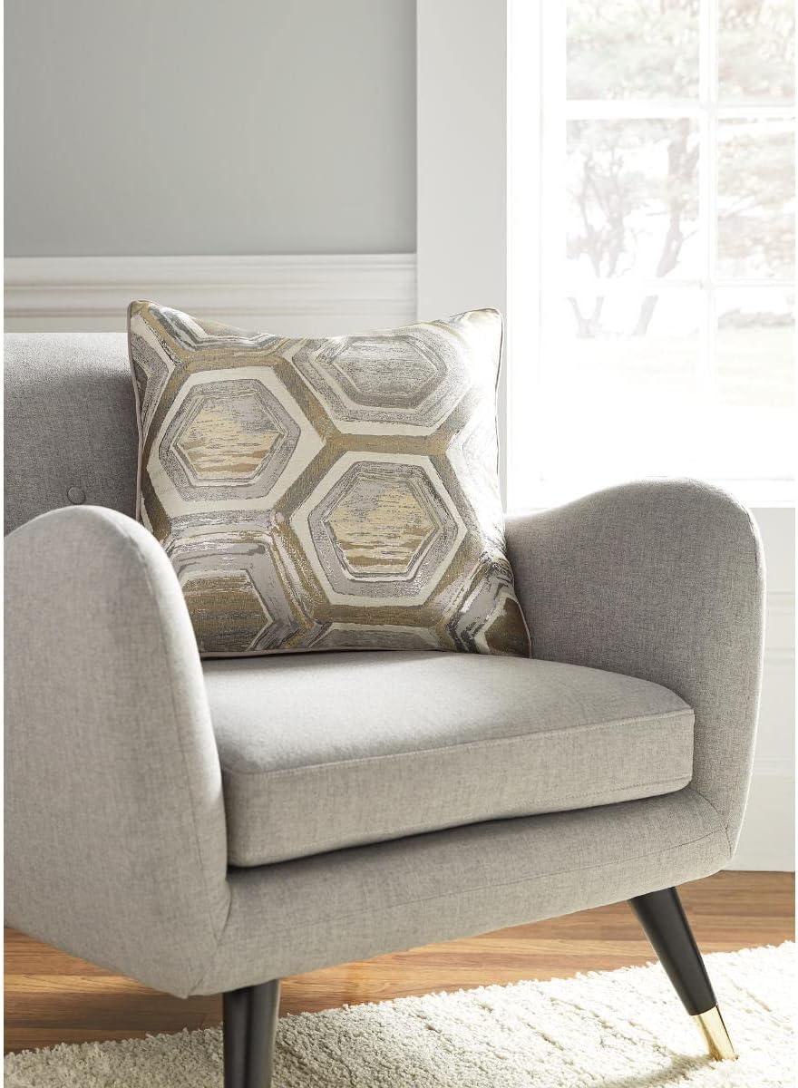 imageSignature Design by Ashley Meiling Geometric Throw Pillow 20 x 20 Inches Machine Washable Metallic Silver and Gold