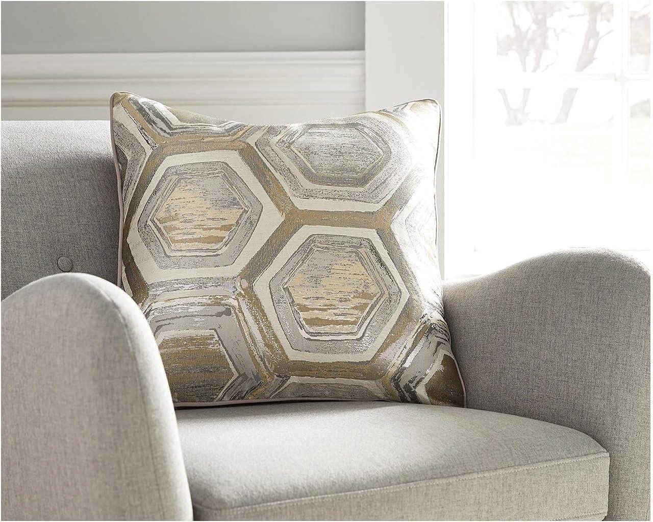 imageSignature Design by Ashley Meiling Geometric Throw Pillow 20 x 20 Inches Machine Washable Metallic Silver and Gold