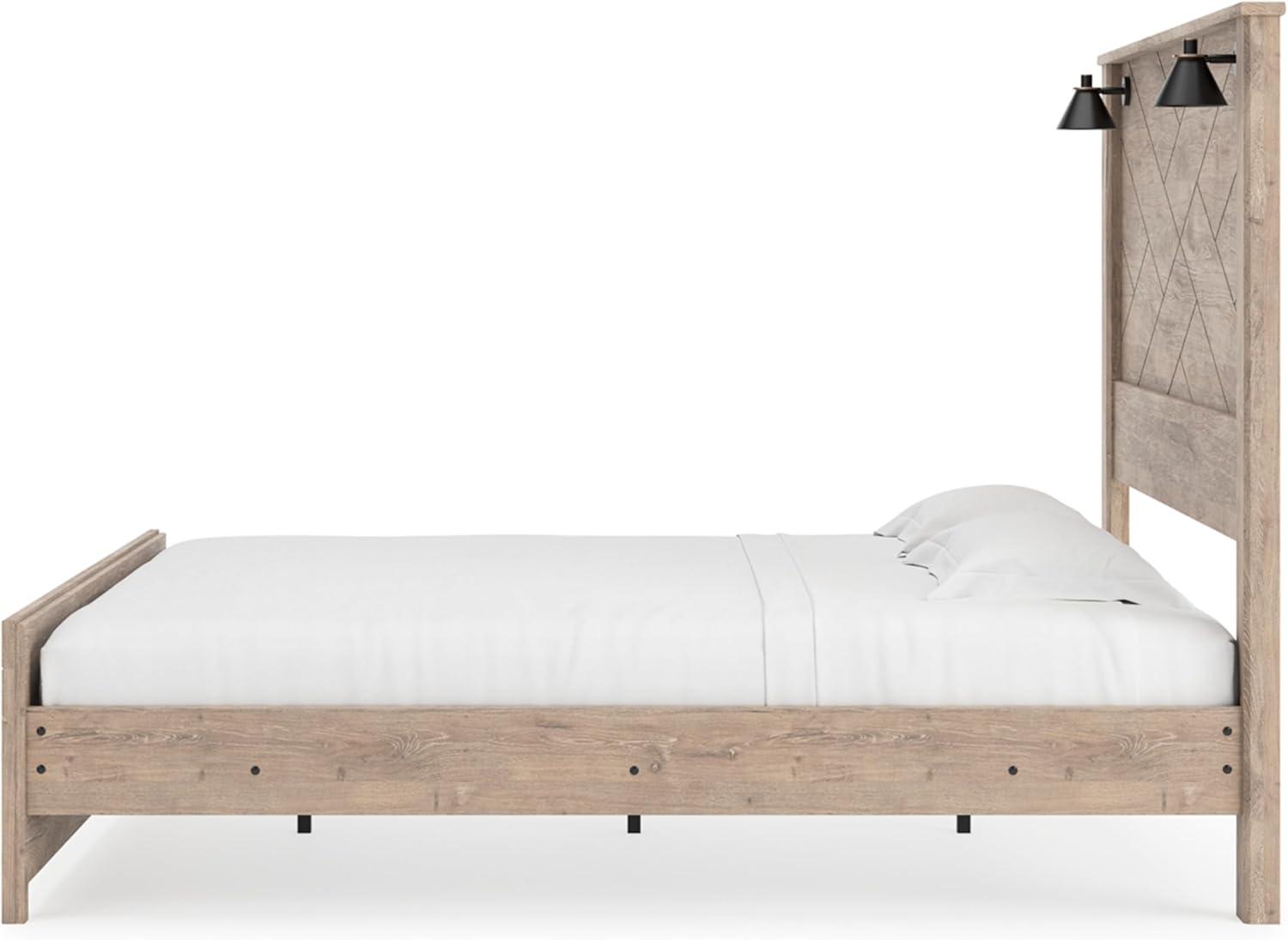 imageSignature Design by Ashley Senniberg Rustic King Panel Bed with Metal Slats Foundation or Box Spring Needed Light BrownLight BrownBlack