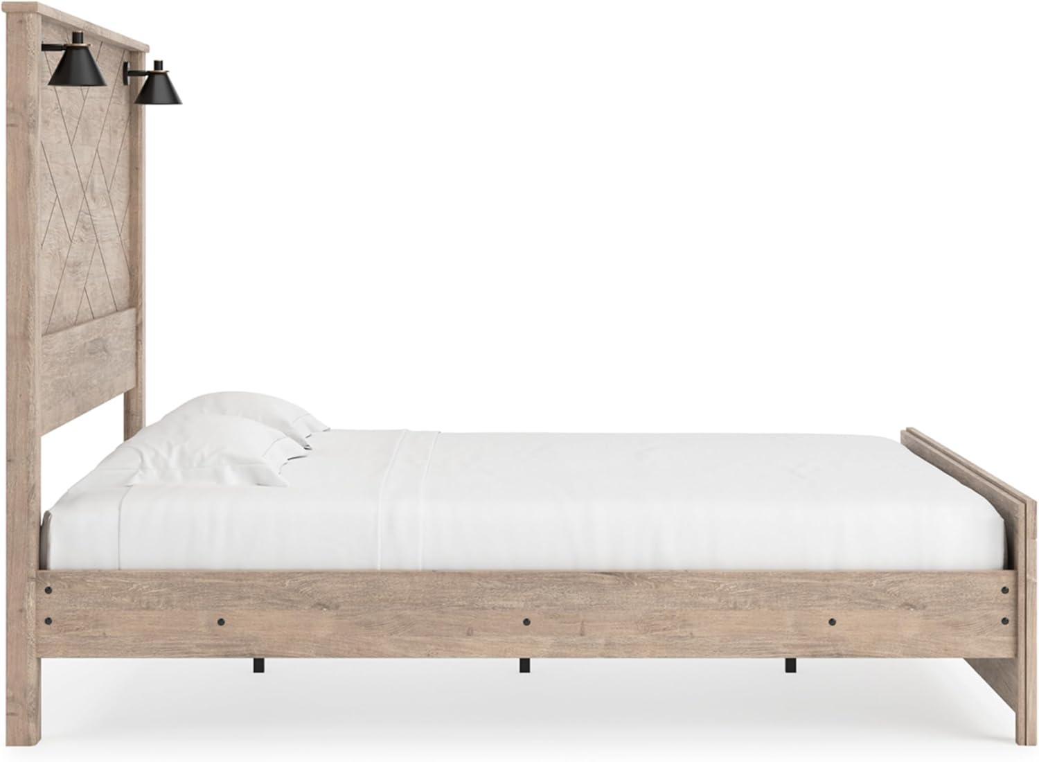 imageSignature Design by Ashley Senniberg Rustic King Panel Bed with Metal Slats Foundation or Box Spring Needed Light BrownLight BrownBlack