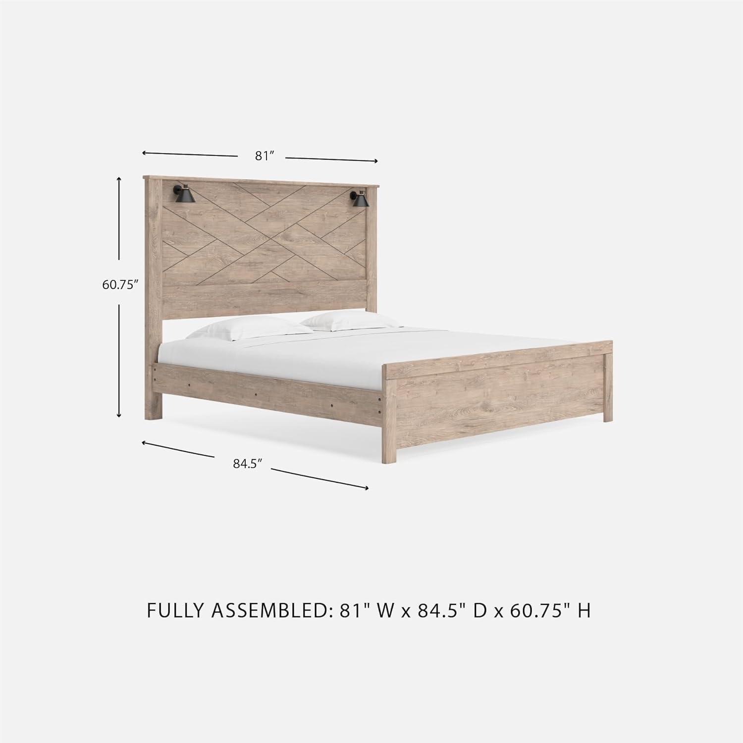 imageSignature Design by Ashley Senniberg Rustic King Panel Bed with Metal Slats Foundation or Box Spring Needed Light BrownLight BrownBlack