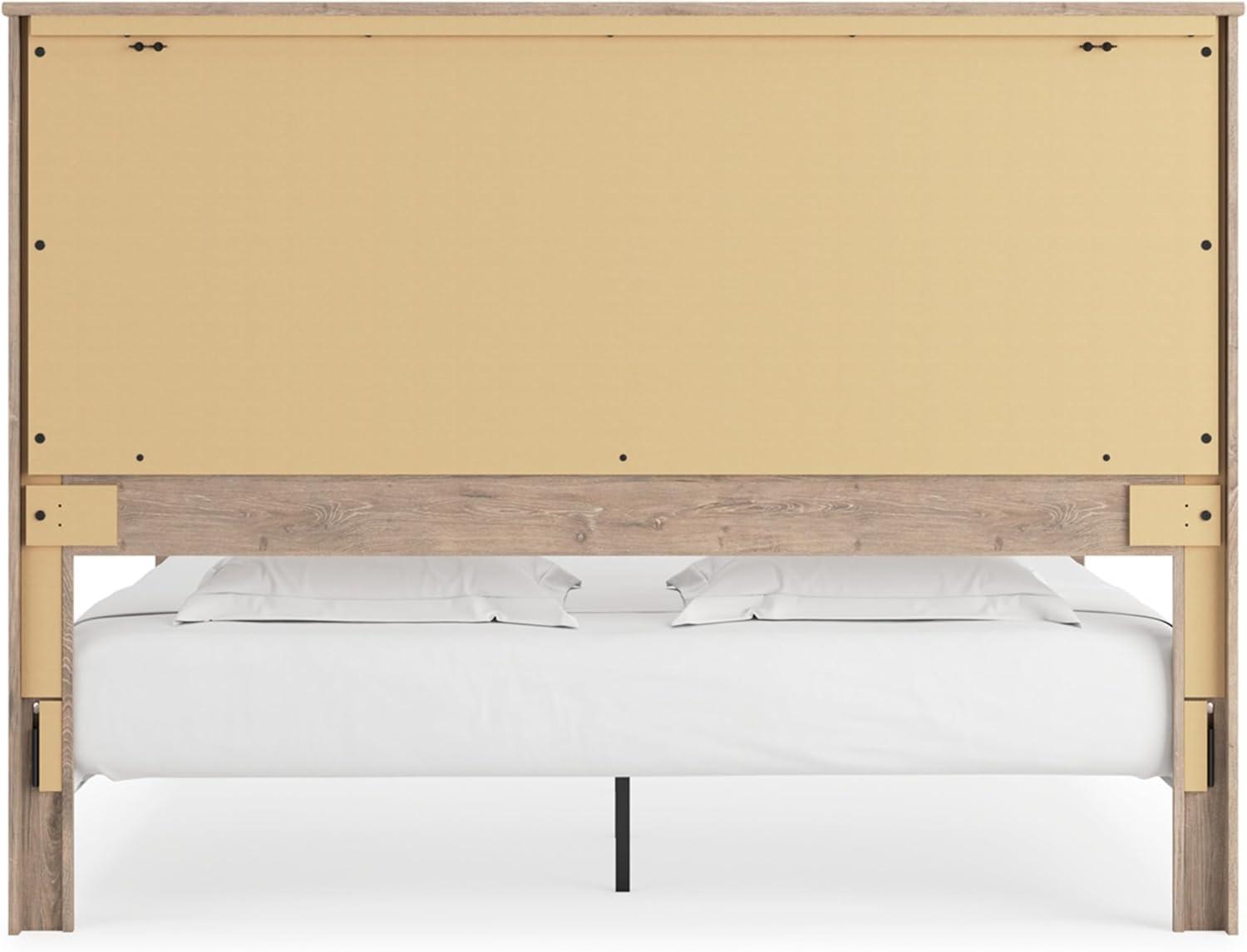 imageSignature Design by Ashley Senniberg Rustic King Panel Bed with Metal Slats Foundation or Box Spring Needed Light BrownLight BrownBlack