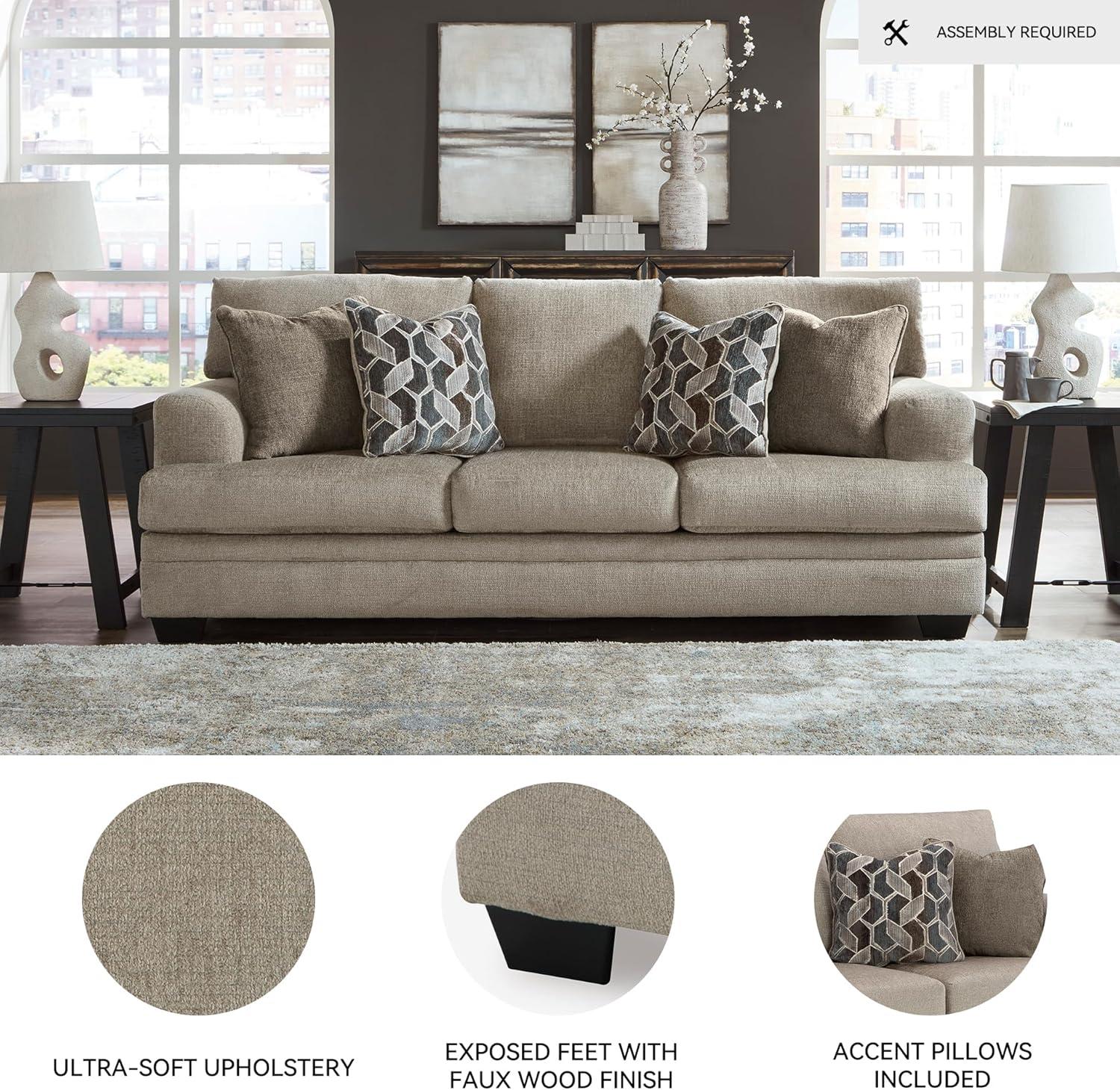 imageSignature Design by Ashley Stonemeade Casual Sofa with 4 Toss Pillows Light BrownLight Brown