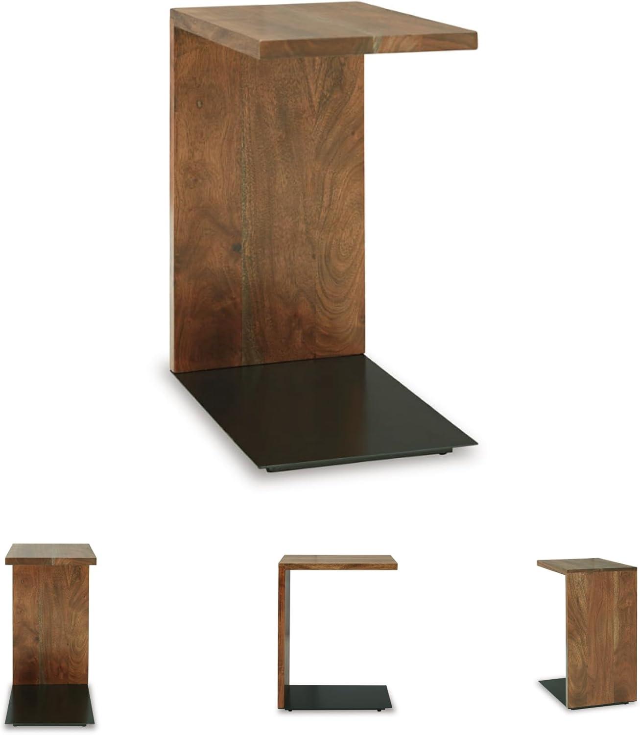 imageSignature Design by Ashley Wimshaw Contemporary Accent Table with Metal Base and CTable Design Black ampamp Light Brown