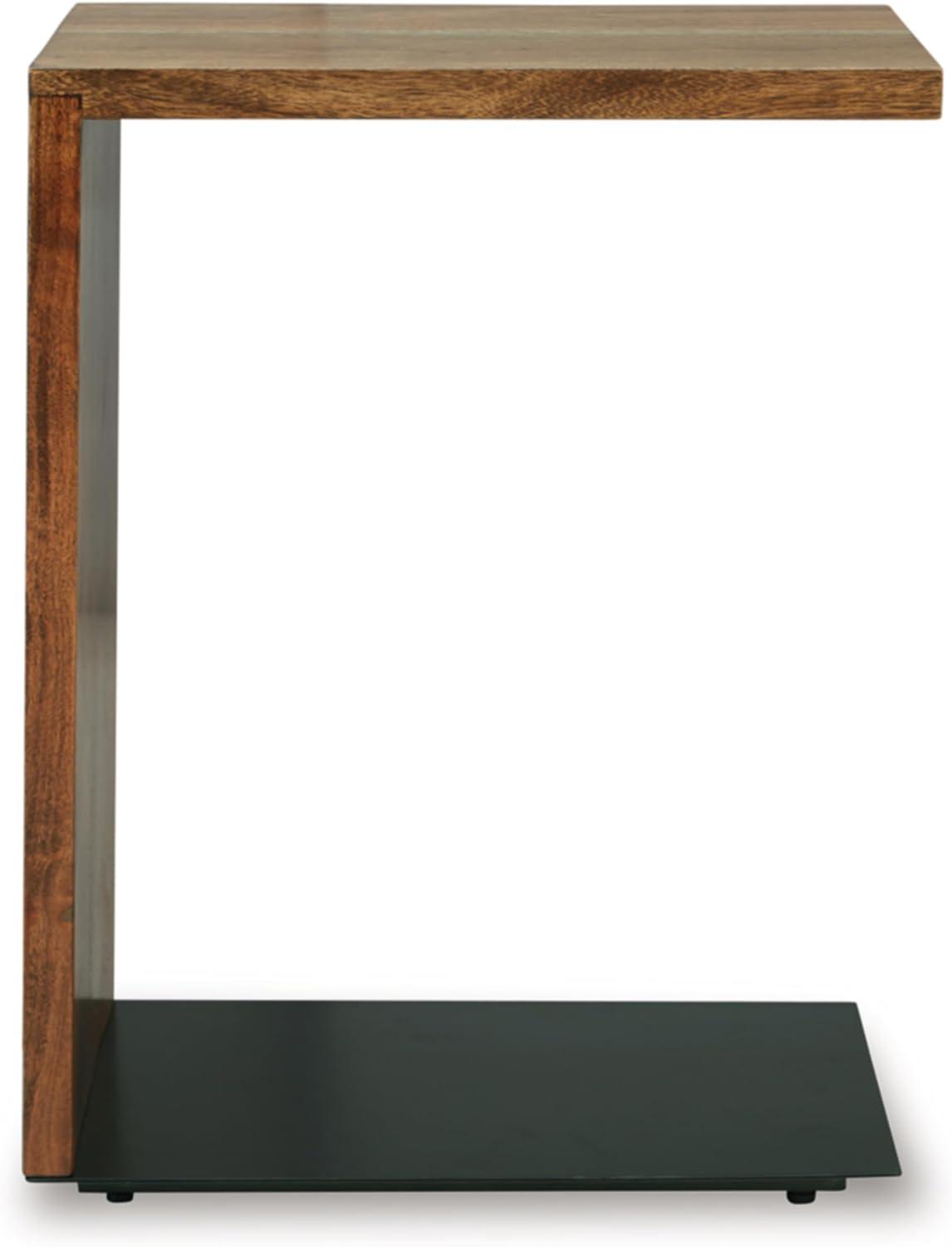 imageSignature Design by Ashley Wimshaw Contemporary Accent Table with Metal Base and CTable Design Black ampamp Light Brown