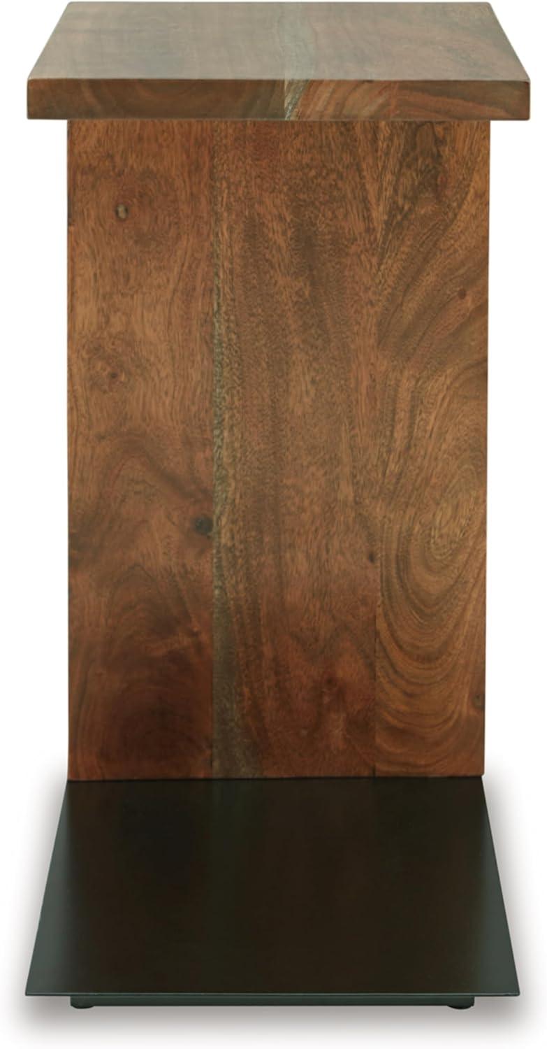 imageSignature Design by Ashley Wimshaw Contemporary Accent Table with Metal Base and CTable Design Black ampamp Light Brown