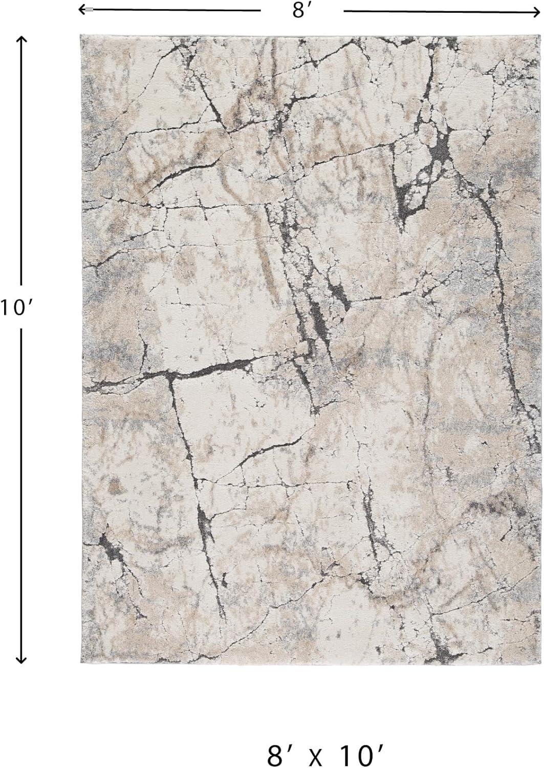 imageSignature Design by Ashley Wyscott Contemporary 8 x 10 High Pile Marble Abstract Design Rug Beige Gray ampamp BlackWhite and Gray Marble