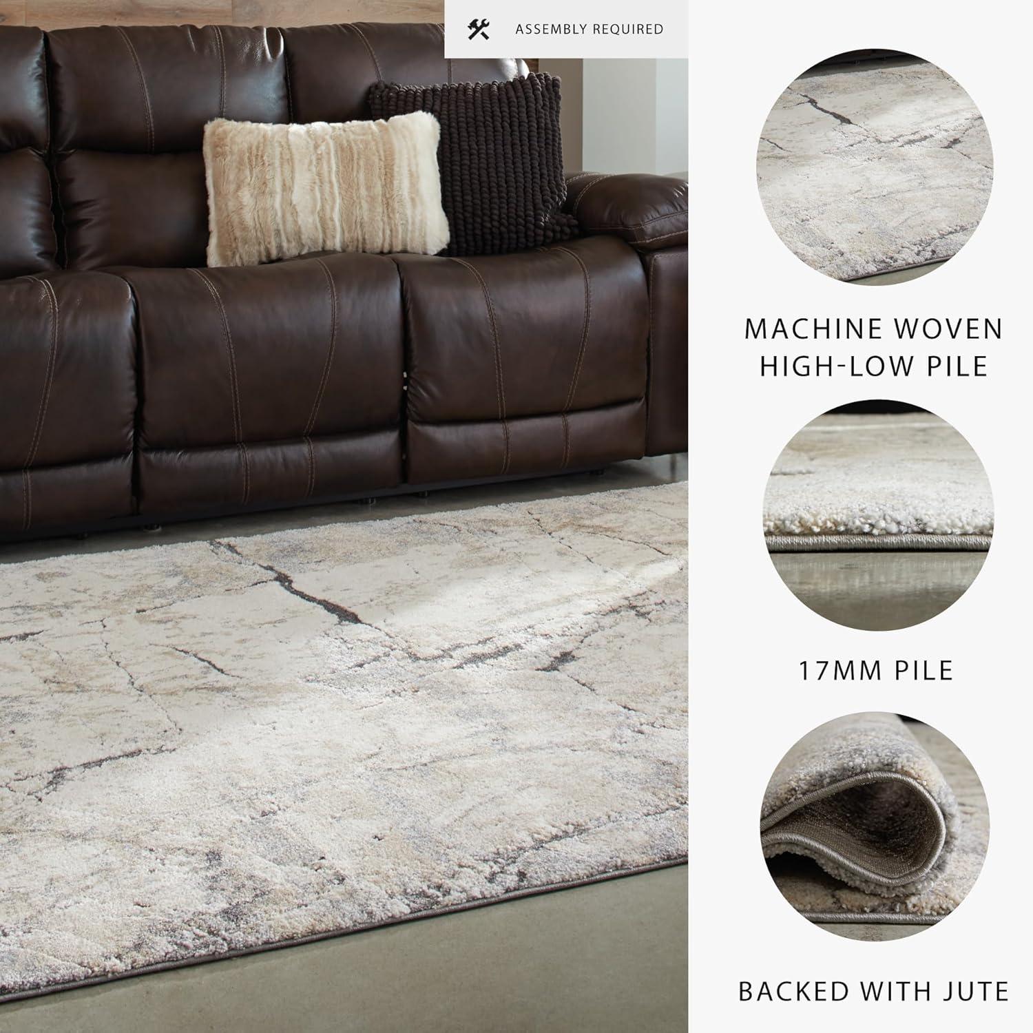 imageSignature Design by Ashley Wyscott Contemporary 8 x 10 High Pile Marble Abstract Design Rug Beige Gray ampamp BlackWhite and Gray Marble