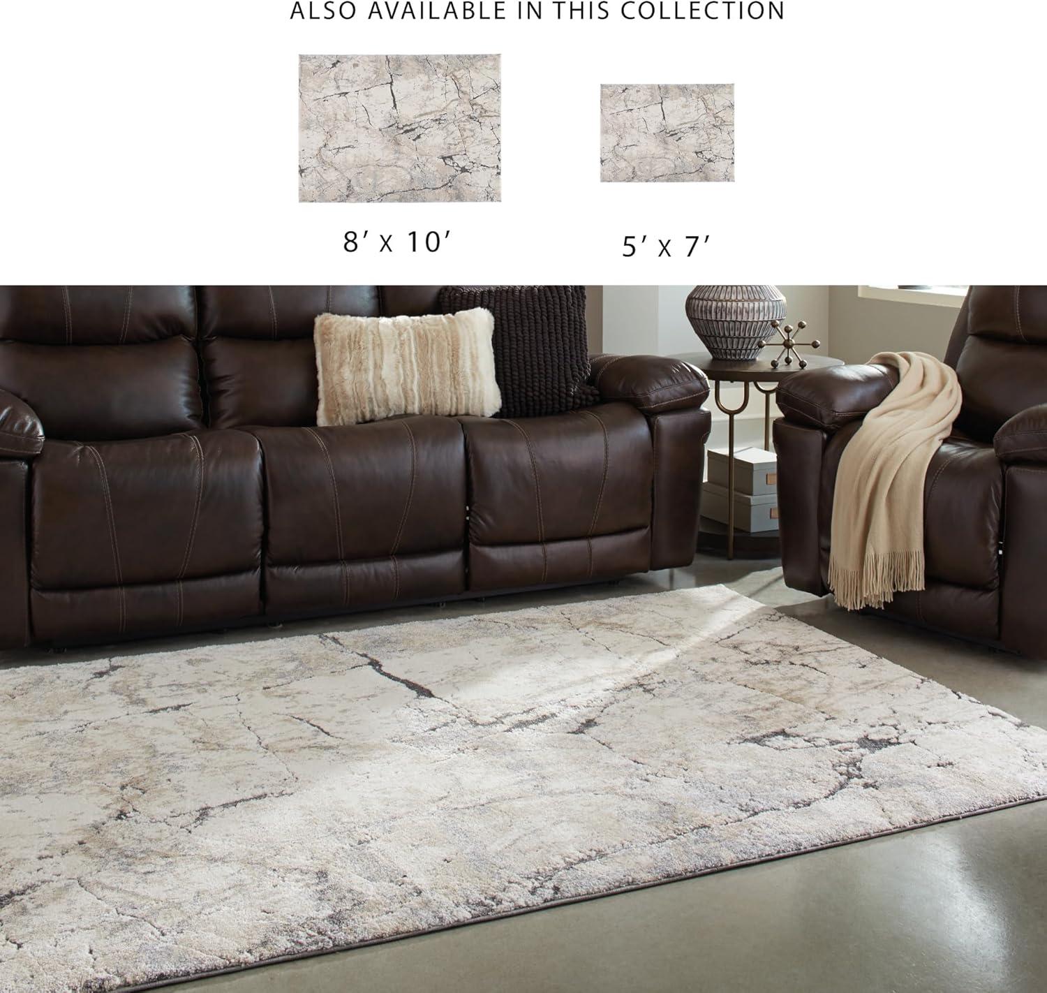 imageSignature Design by Ashley Wyscott Contemporary 8 x 10 High Pile Marble Abstract Design Rug Beige Gray ampamp BlackWhite and Gray Marble