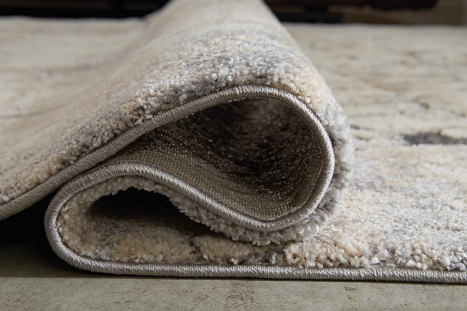 imageSignature Design by Ashley Wyscott Contemporary 8 x 10 High Pile Marble Abstract Design Rug Beige Gray ampamp BlackWhite and Gray Marble