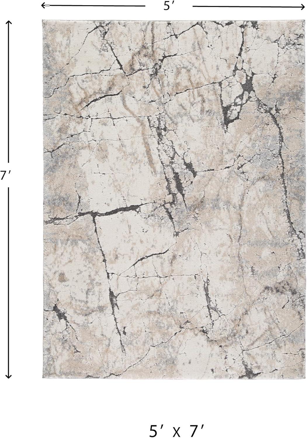 imageSignature Design by Ashley Wyscott Contemporary 8 x 10 High Pile Marble Abstract Design Rug Beige Gray ampamp BlackWhite and Gray Marble