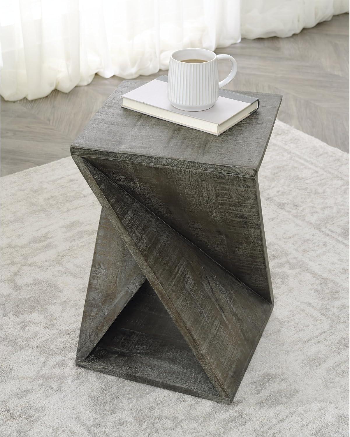 imageSignature Design by Ashley Zalemont Contemporary Architectural Designed Accent Table Distressed BrownGrayish Brown