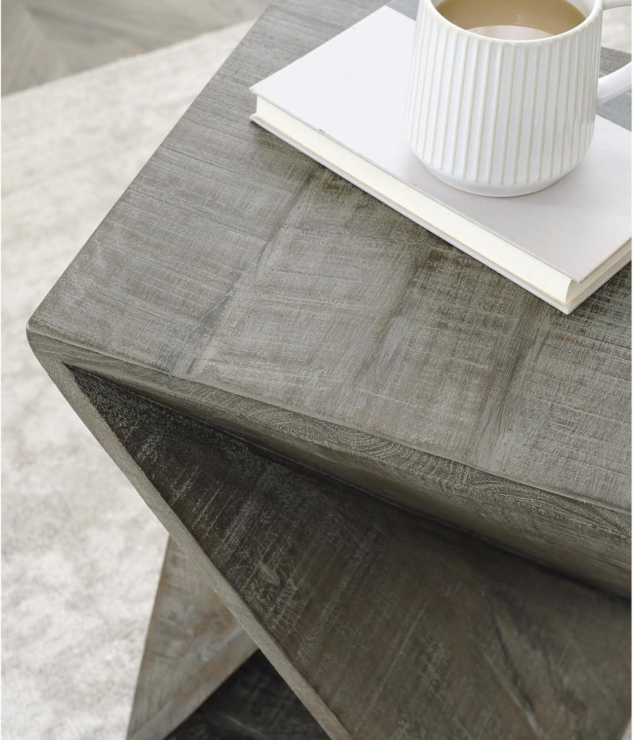 imageSignature Design by Ashley Zalemont Contemporary Architectural Designed Accent Table Distressed BrownGrayish Brown