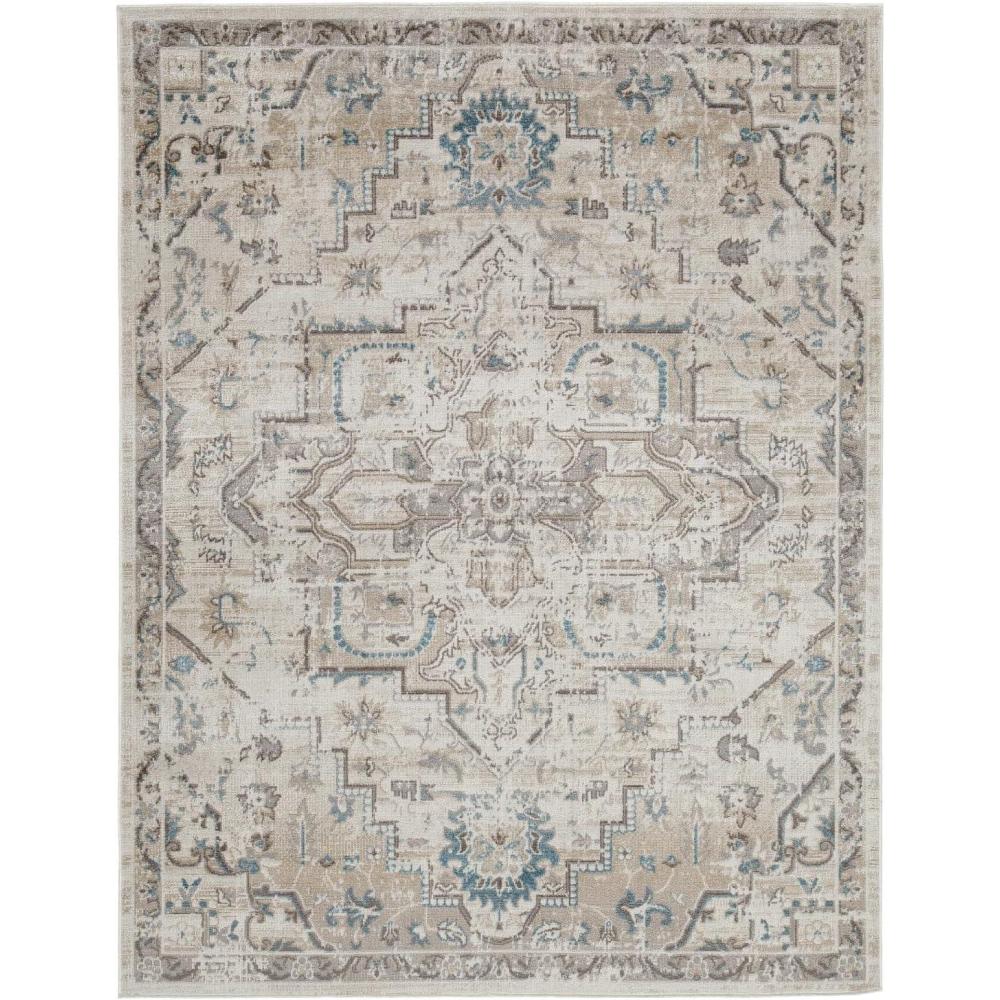 imageSignature Design by Ashley Barkham Transitional Machine Washable 8x10 Area Rug Light Gray ampamp BlueLight Gray  Blue