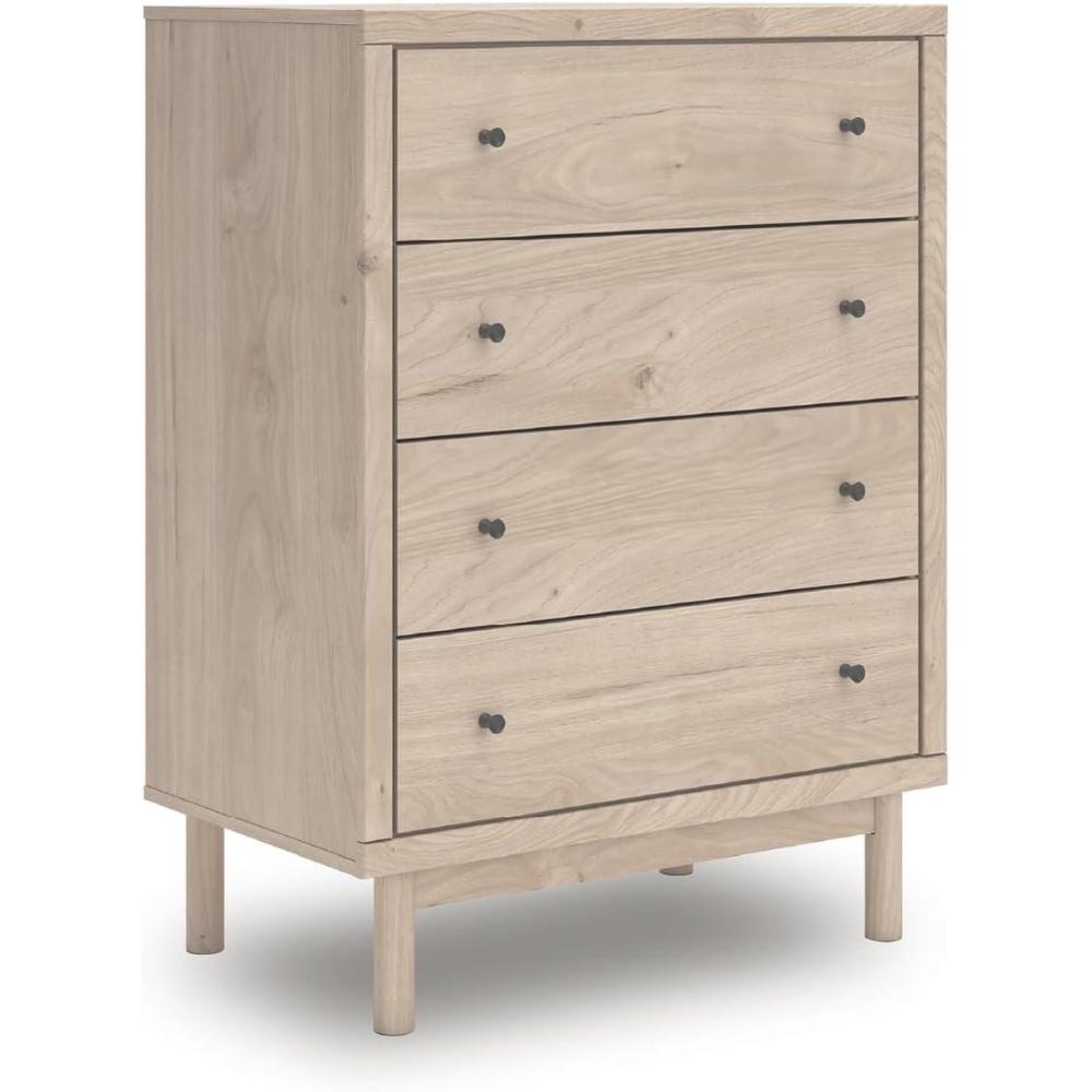 imageSignature Design by Ashley Birkmore MidCentury Modern 4Drawer Chest with Easy Glide and Safety Stop for Bedroom Light Brown