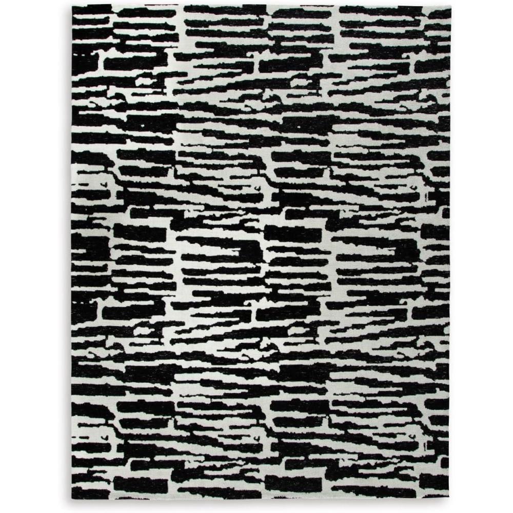 imageSignature Design by Ashley Bramshaw Modern Indoor Striped 5 x 7 Rug Black ampamp White78 x 910 Rectangular