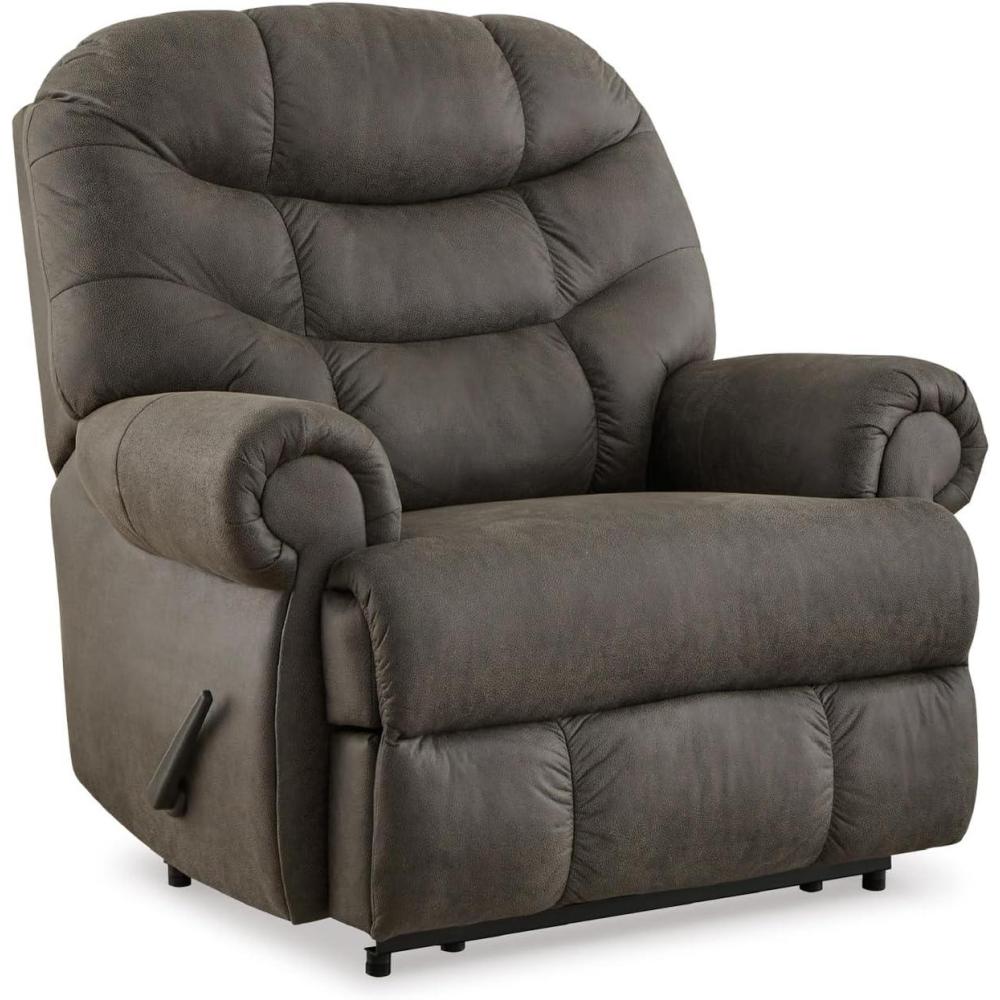 imageSignature Design by Ashley Camera Time Classic Tufted Faux Leather Zero Wall Recliner Gray