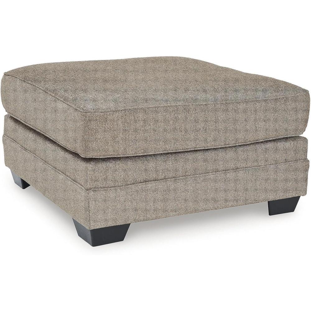 imageSignature Design by Ashley Cannonbrook Contemporary Square Oversized Accent Ottoman for Living Room Light Brown