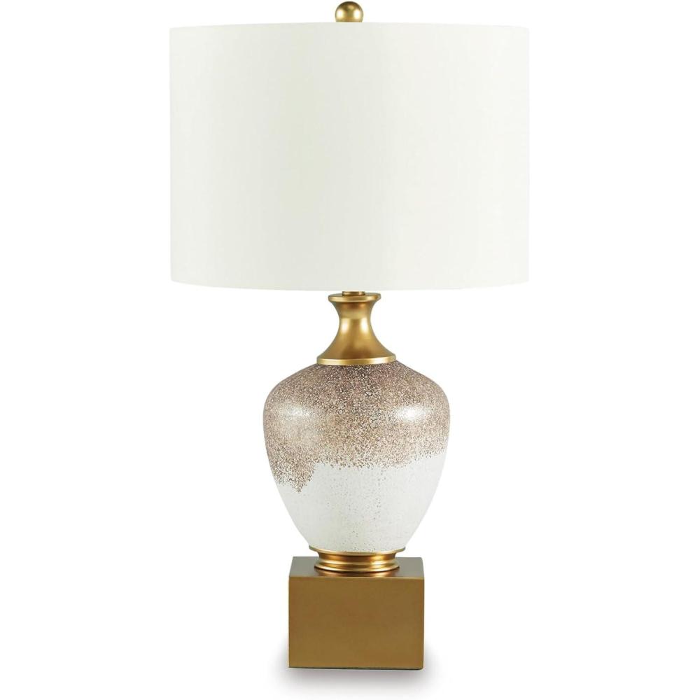 imageSignature Design by Ashley Carlenbury Retro Metal Table Lamp with 3Way Switch Dark BrownBrownWhiteGold